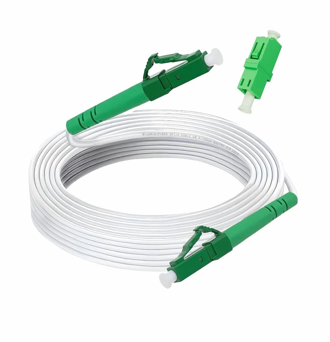 Kabel światłowodowy LC/APC do LC/APC, Przedłużacz z bezpłatnym adapterem, Światłowód Jednomodowy Prosty​​ (20m)