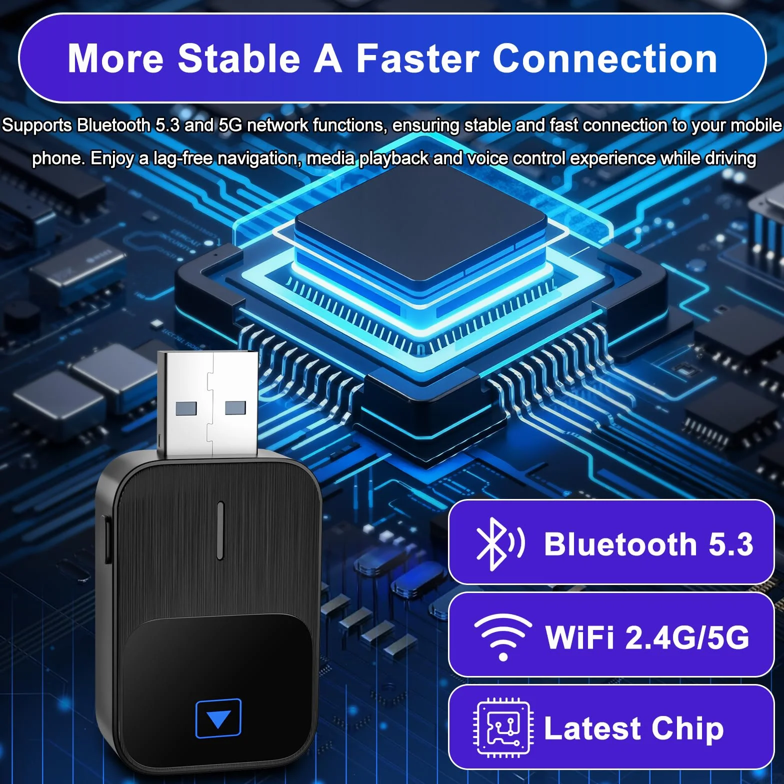 Mineup Adapter bezprzewodowy CarPlay, bezprzewodowy adapter Android Auto & Carplay, adapter bezprzewodowy 2 w 1, Plug and Play, kompatybilny z iOS 10+ i Android 11+, stabilne połączenie