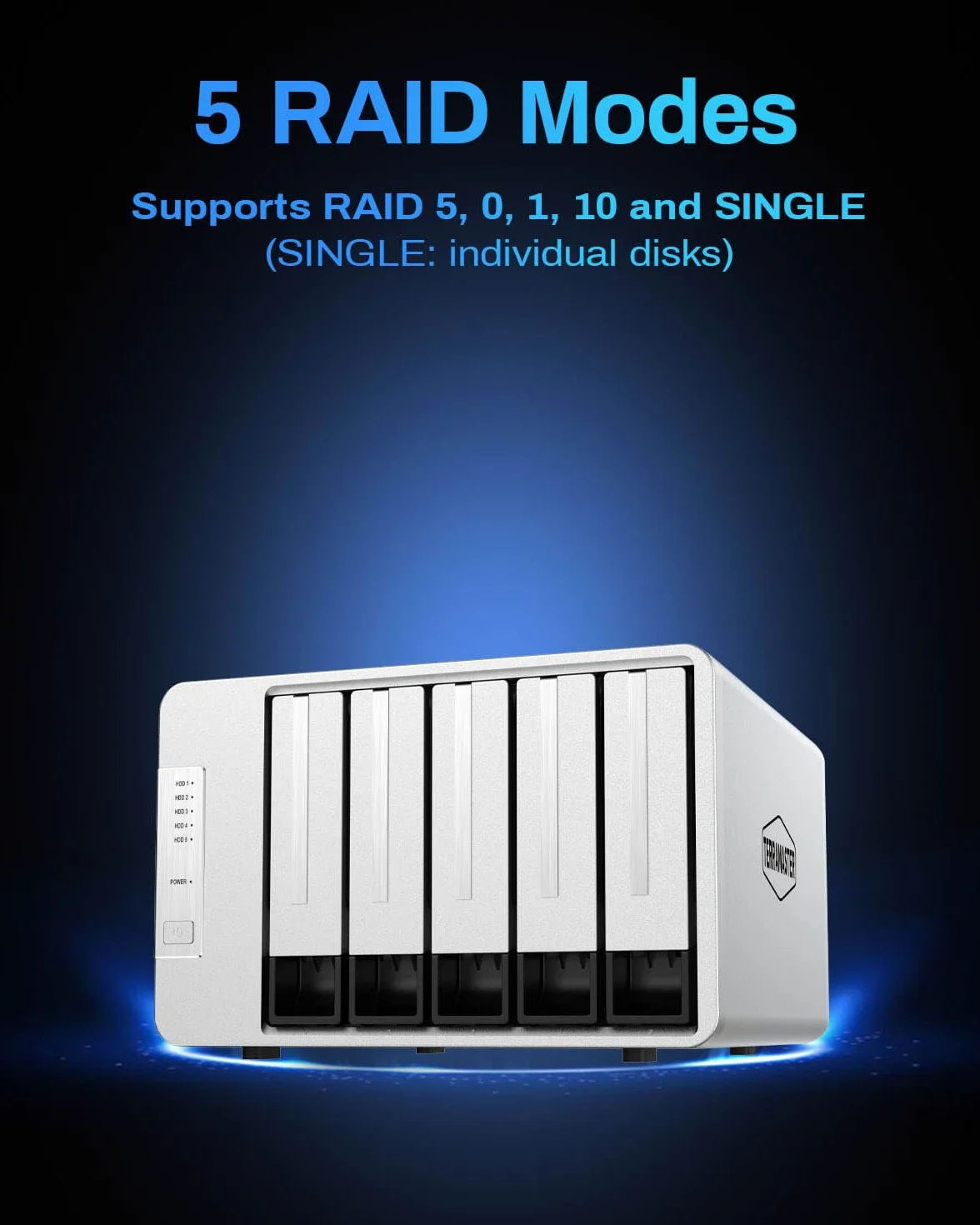 TERRAMASTER D5-310 5Bay Obudowa dysku twardego Hardware Raid obsługuje RAID 5, 0, 1, 10, Single, USB 3.1 typu C Direct Attached Storage Backup Software w zestawie (Diskless)