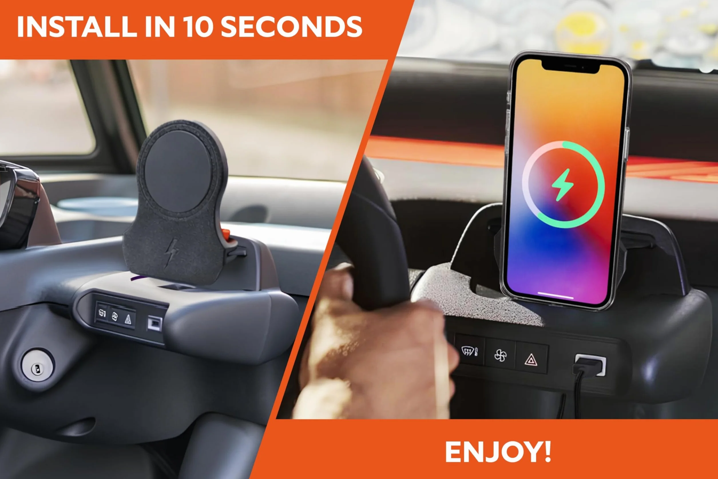 Uchwyt na smartfon do MagSafe z bezprzewodowym ładowaniem 15 W, pasuje do Citroen Ami, do Opel Rocks-e, Fiat Mickey - magnetyczny uchwyt na telefon komórkowy do nawigacji, nawigacji, muzyki