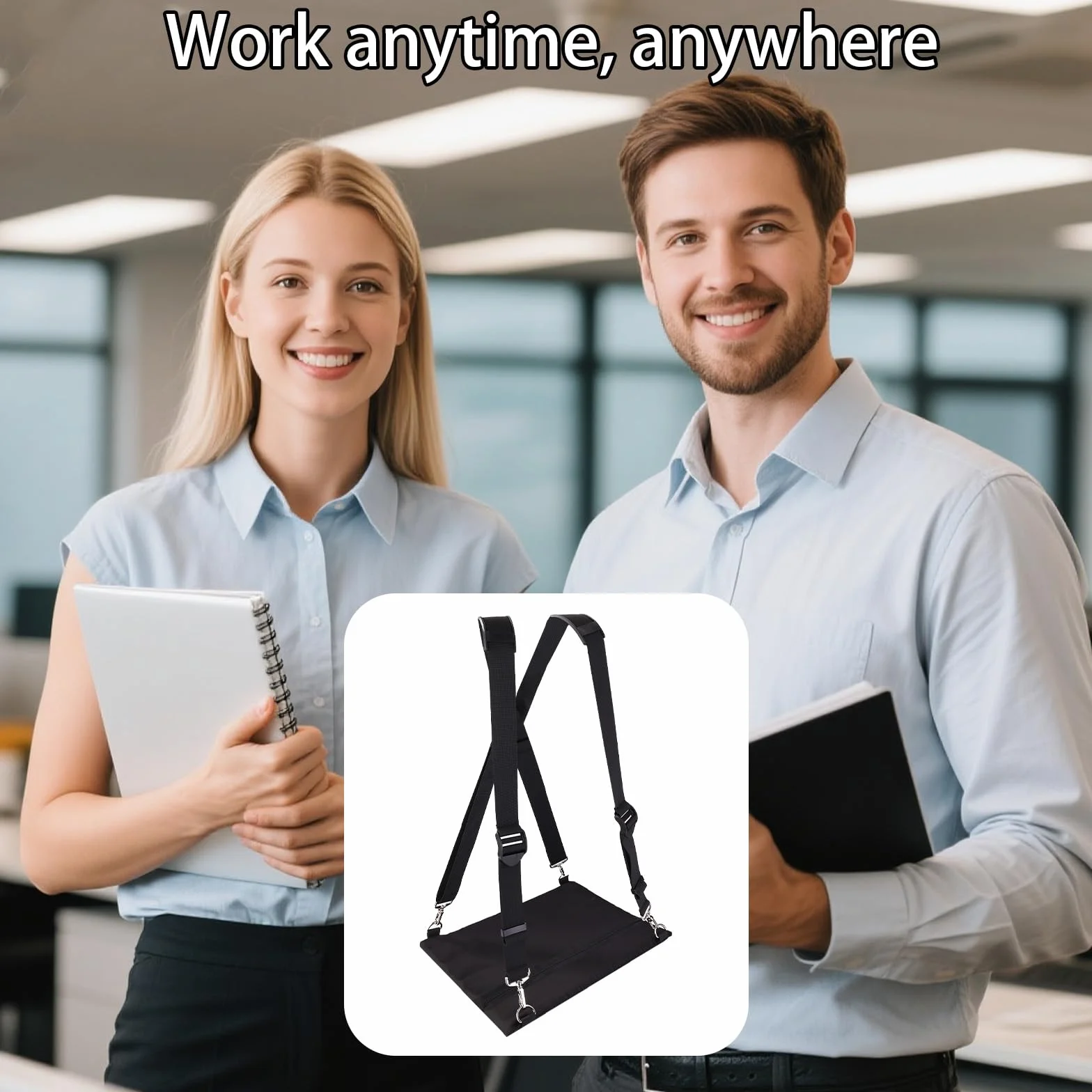 Przenośna Uprząż do Chodzenia Laptopa, Regulowany Stojak z Ergonomicznymi Paskami 40,6 cm do Pracy na Zewnątrz