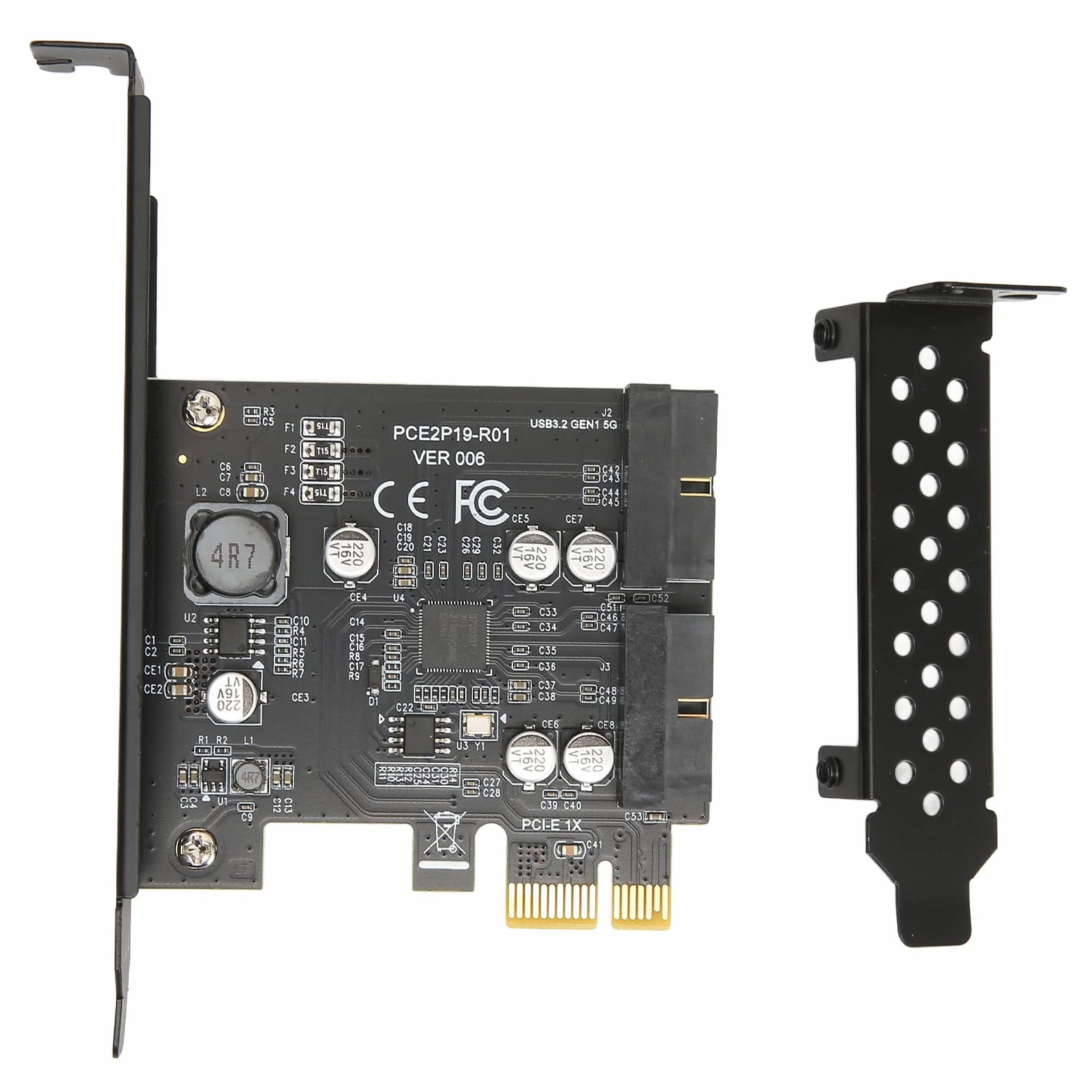 Karta rozszerzeń PCIe USB 3.2 Gen1 5 Gb/s Podwójny Port 19-pin Metal