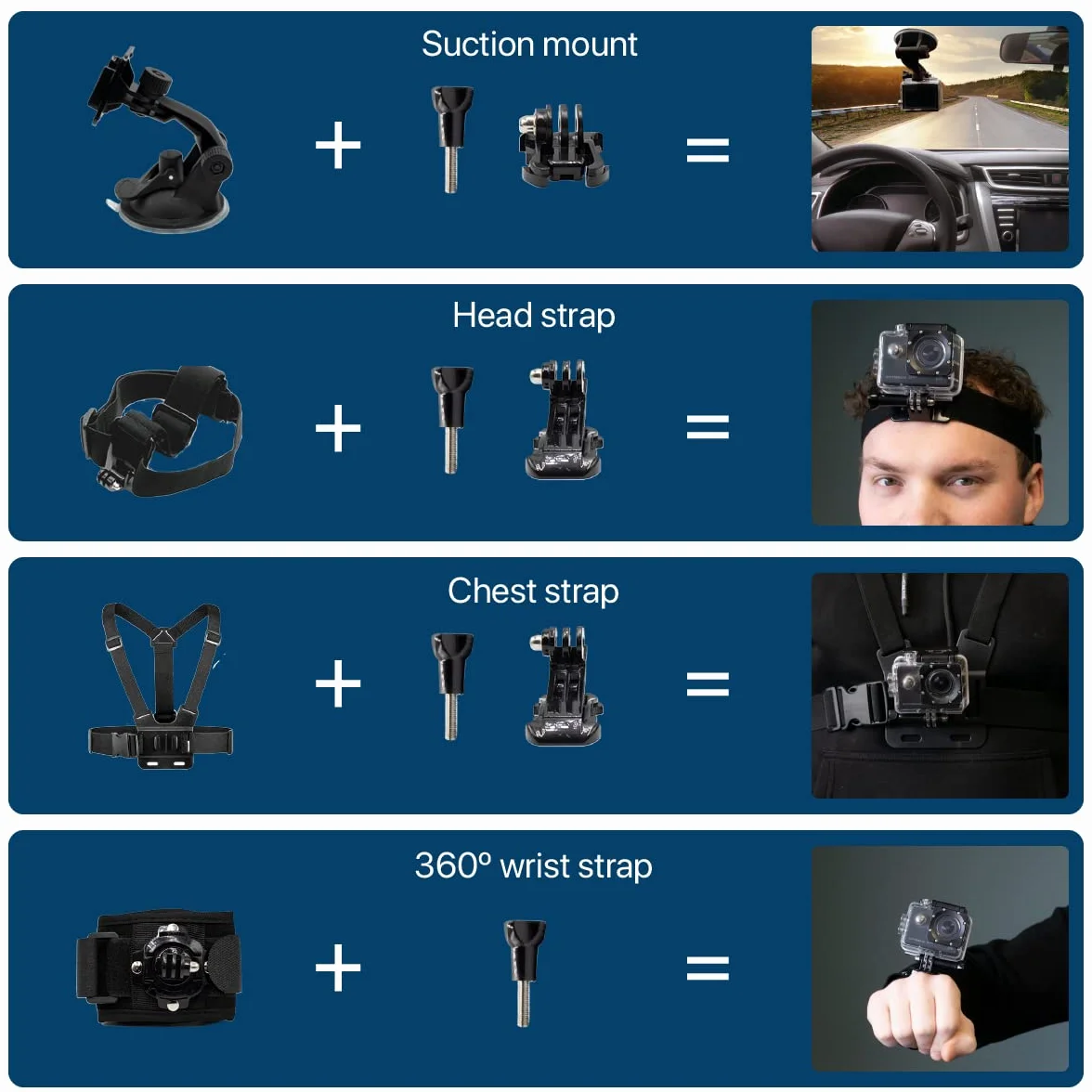 MMOBIEL Zestaw akcesoriów do kamery sportowej 50 w 1 kompatybilny z GoPro Hero 11 10 9 8 7 6 5 4 GoPro Max Fusion DJI Osmo Action AKASO Insta 360