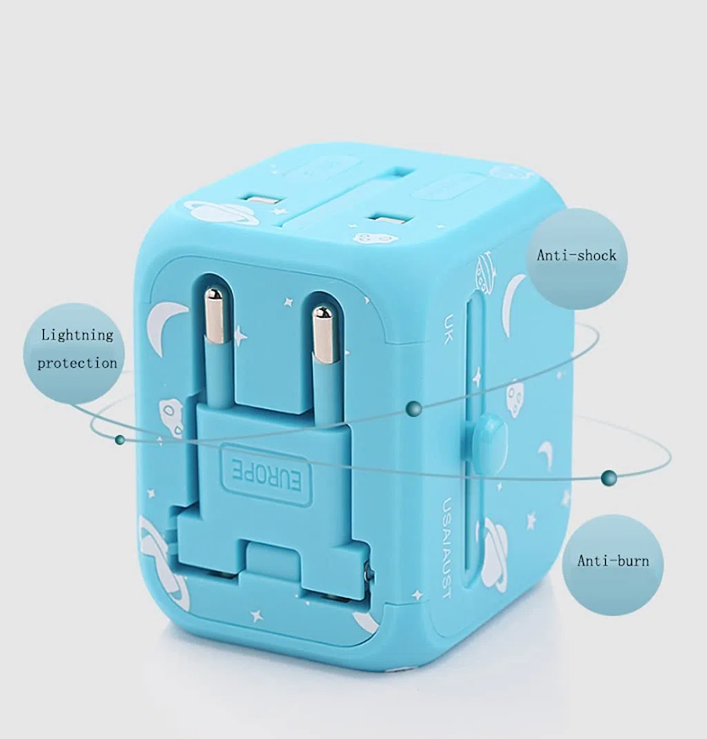 Adapter Gniazdo Podróży International, Przenośne Podróże Międzynarodowe Ładowanie Socket Universal Worldwide Travel Adapter (Color : A, Rozmiar : 2USB)