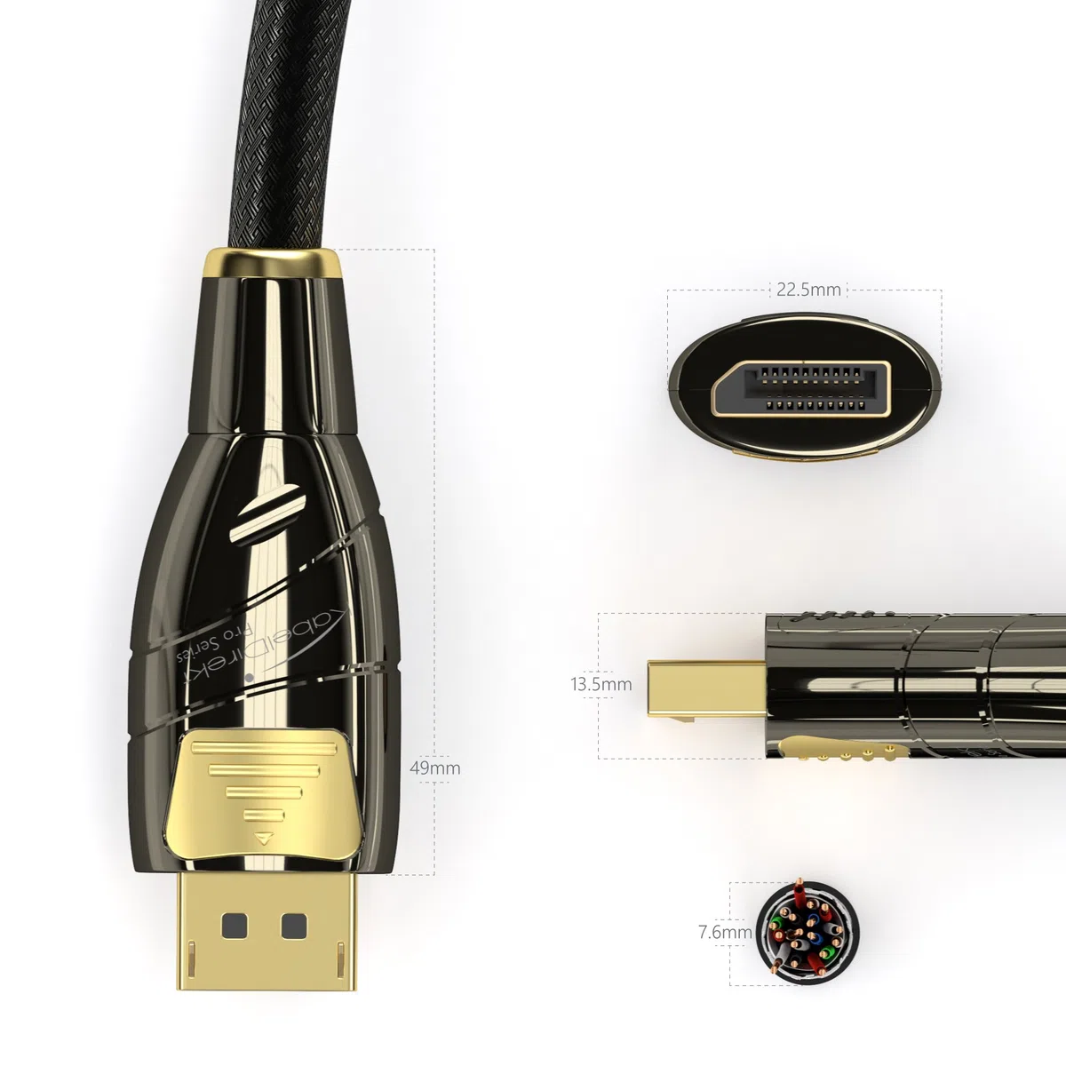 KabelDirekt Kabel DisplayPort – 2 m (4K 60 Hz, wersja 1.2, wtyczka z blokadą, nylonową osłoną) – seria PRO