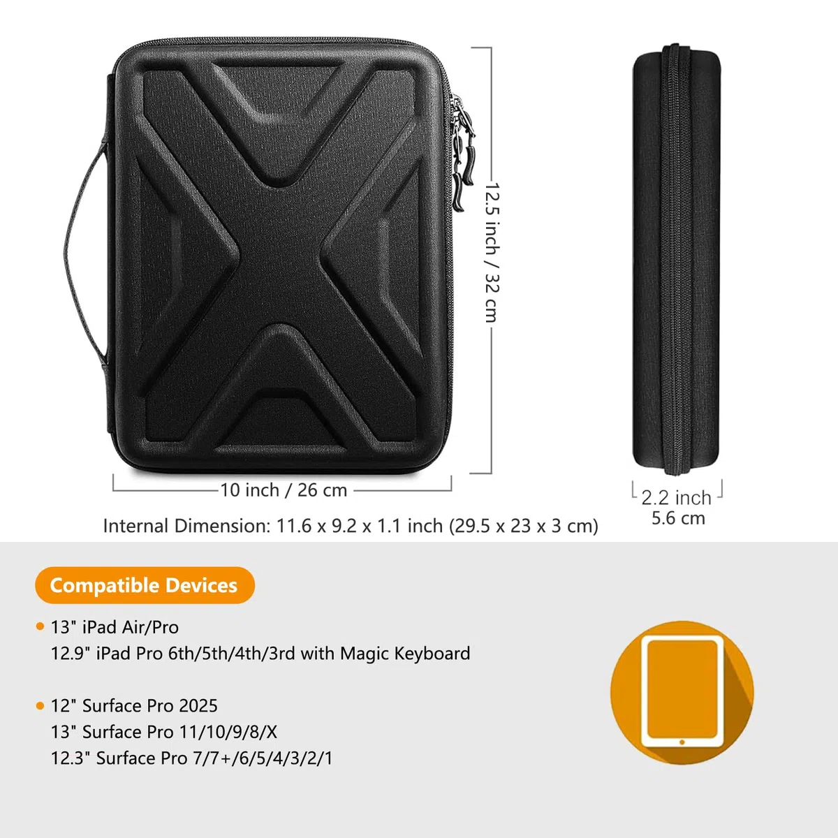 SITHON Etui na tablet do 13" iPad Air M4 M3 M2 2026-2024, 13" iPad Pro M5/M4 2025-2024, 12,9" iPad Pro 2022-2018, 12,7" Lenovo Tab P12, 12,1" Xiaomi Redmi Pad Pro, etui na akcesoria do tabletów