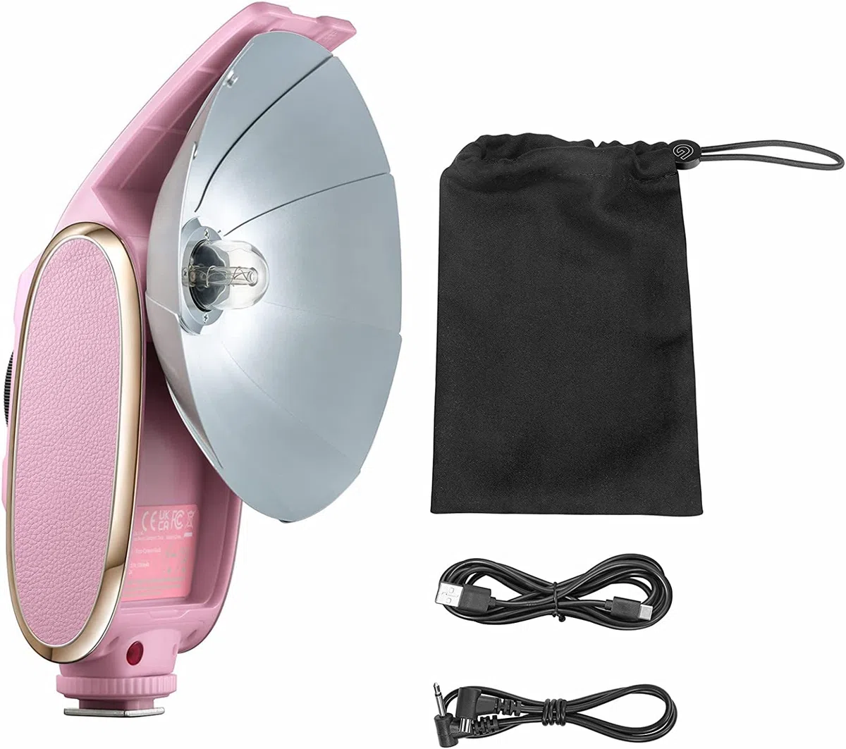 Godox Lux Senior lampa błyskowa do aparatu, przenośna, retro, GN14, 6000 K, ogniskowa 28 mm, zamiennik, kompatybilny z Canon, Nikon, Sony, Fuji, Olympus (różowa)