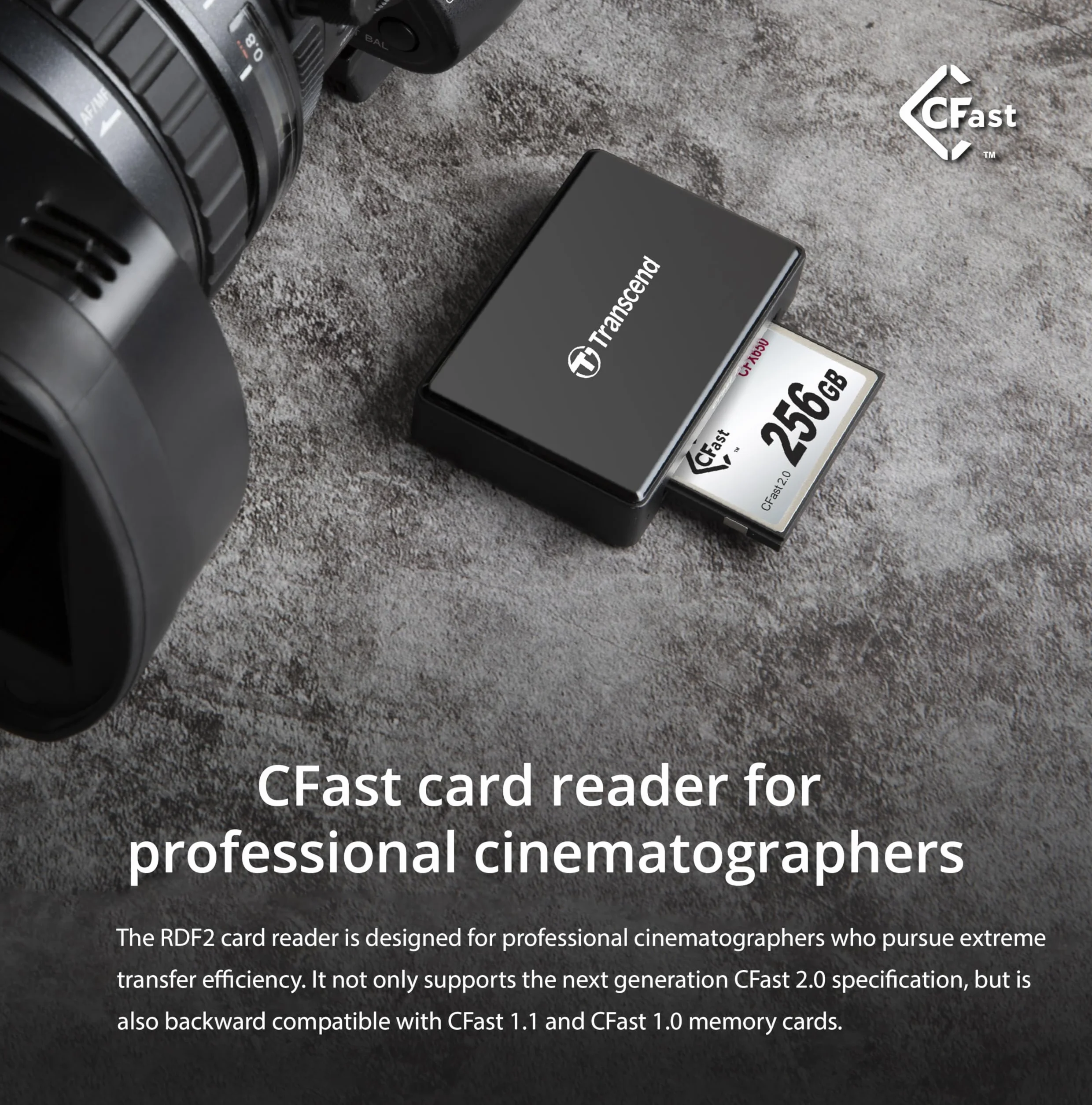 Transcend czytnik kart CFast USB 3.1 Type-A TS-RDF2 Czarny