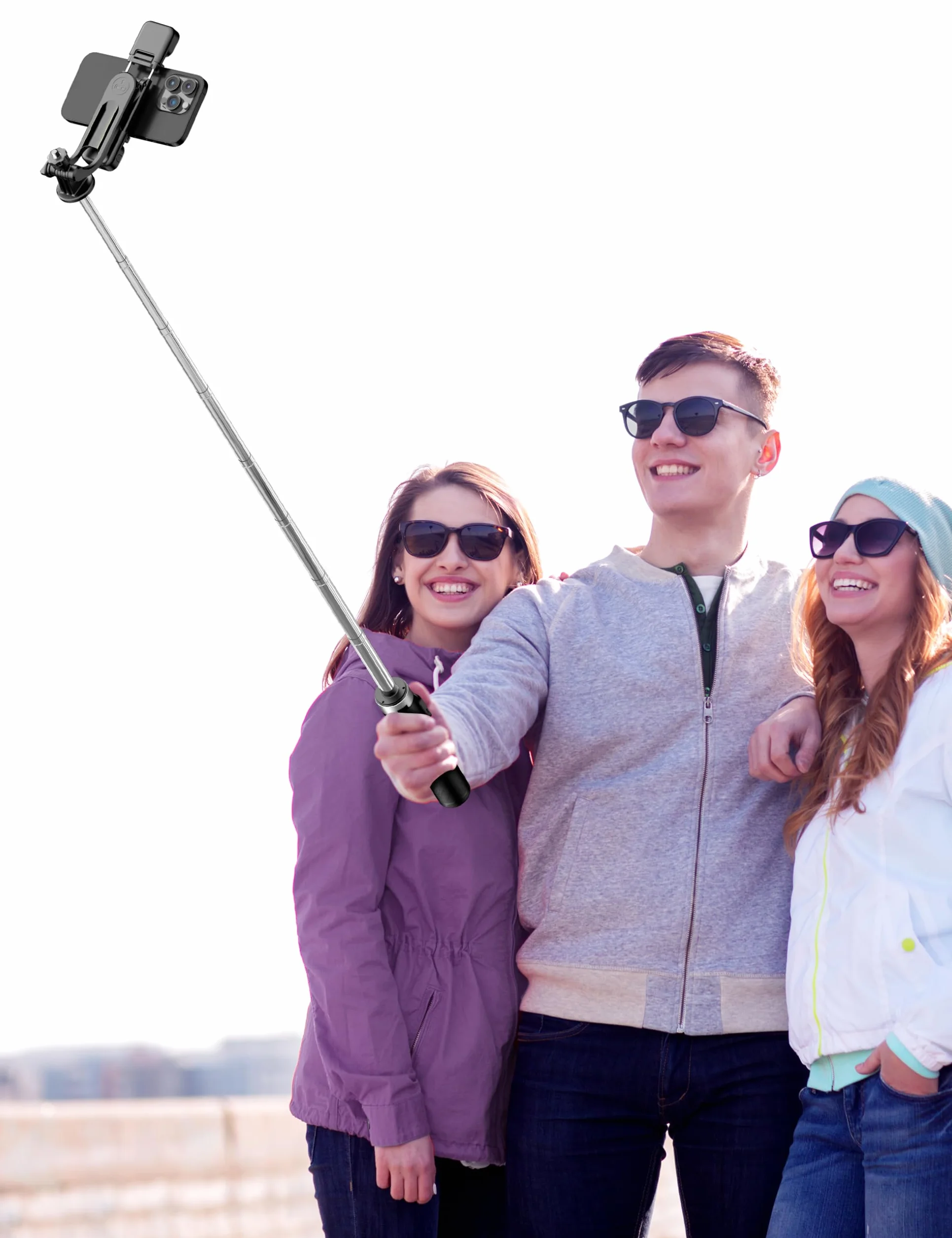 Selfie Stick 135CM z Lampkami Wypełniającymi, Uniwersalny Statyw do Telefonu z Pilotem
