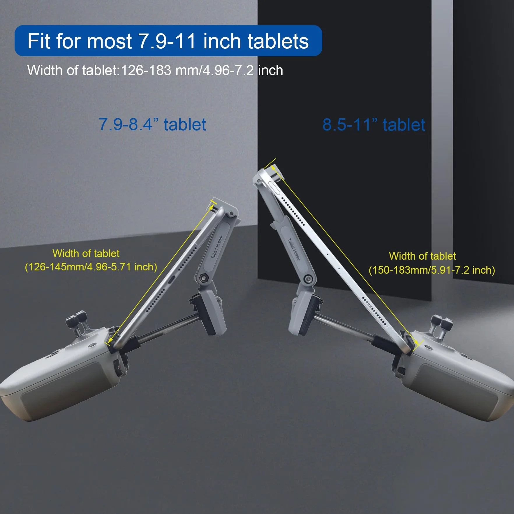 Uchwyt na tablet 7,9-111 cali do DJI RC-N3 N2 N1 N1C pilot zdalnego sterowania (Neo, Air 3S/3/2/2S, Mavic 3/3 Classic, Mini 4K/2/2 SE, Mini 3/4 Pro dron) (szary)