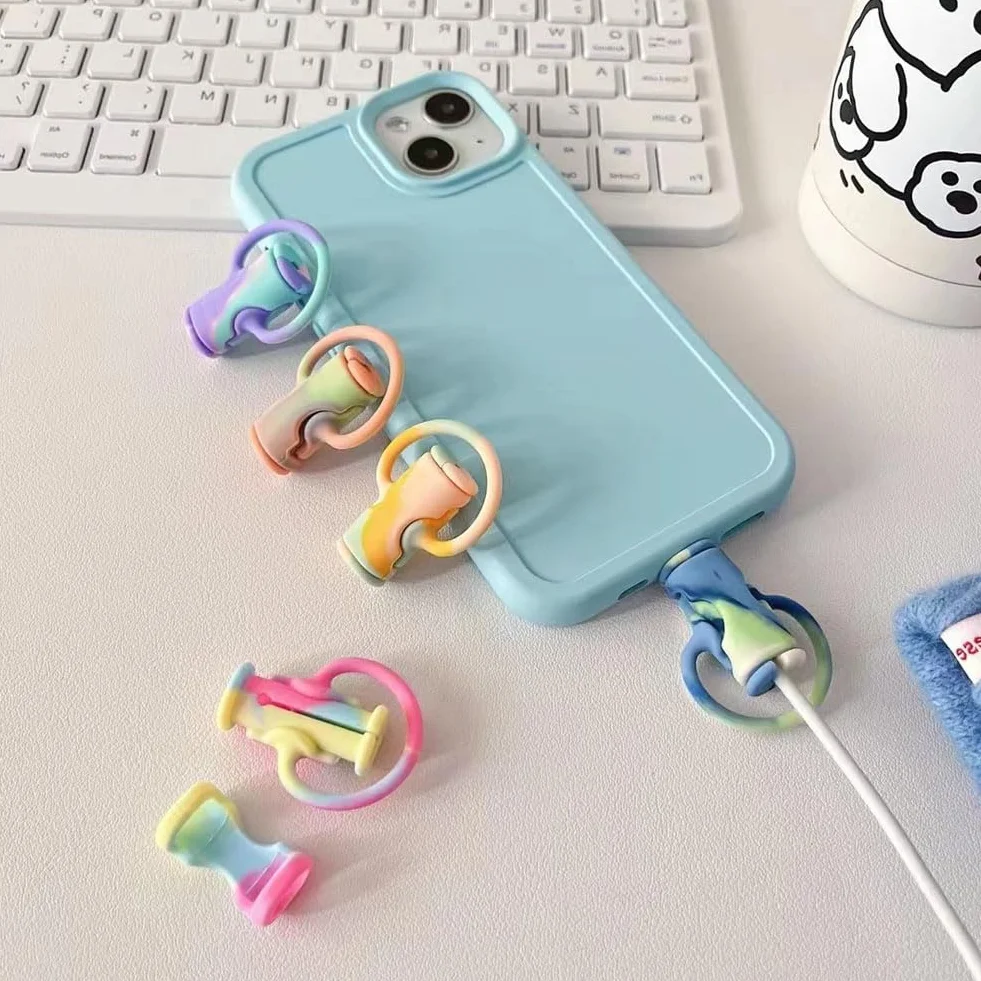 LightBeacon 5 Pack Charging Cable Protector, Miniaturowe etui ochronne na kable danych 2 w 1, Uroczy silikonowy miniaturowy ochraniacz na kable ładujące, do wszystkich kabli ładujących