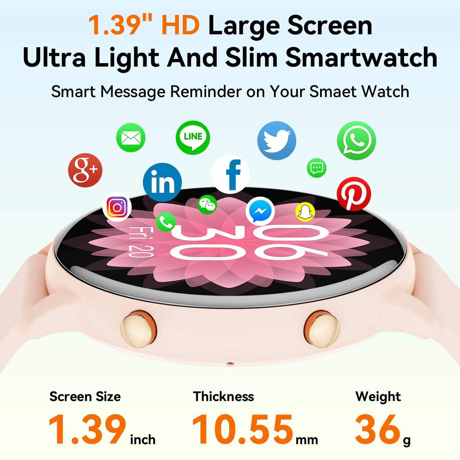 Smartwatch 1,39" z monitorem tętna snu SpO2 stresu, wodoodporny IP68, Fitness Smartwatch dla Android iOS