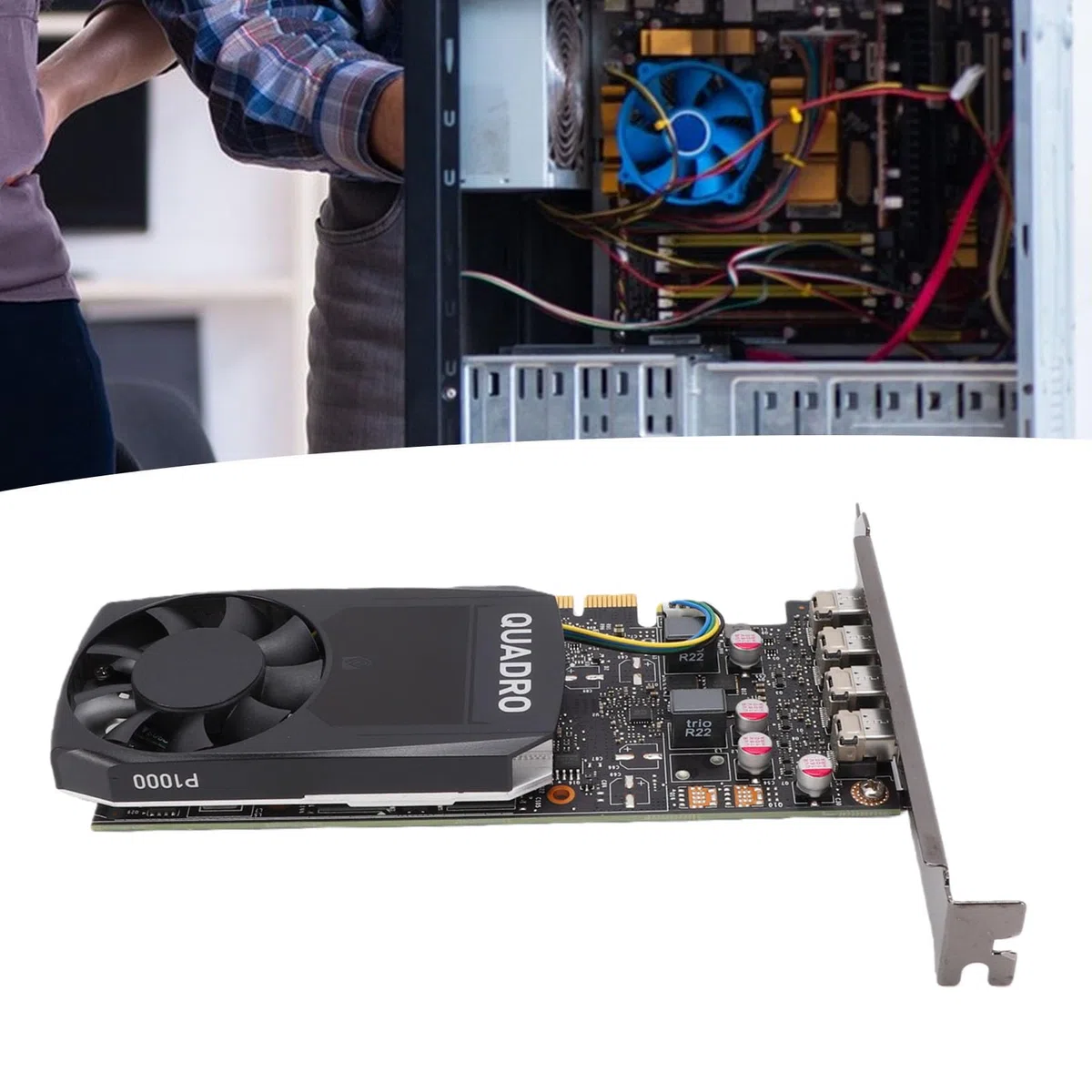 VBESTLIFE Karta Graficzna 4 GB GDDR5, 640 Rdzeni, 4 Wyjścia DisplayPort 4K z Renderowaniem Przyspieszanym Przez GPU, do Modelowania 3D i Edycji Wideo na Stacjach Roboczych