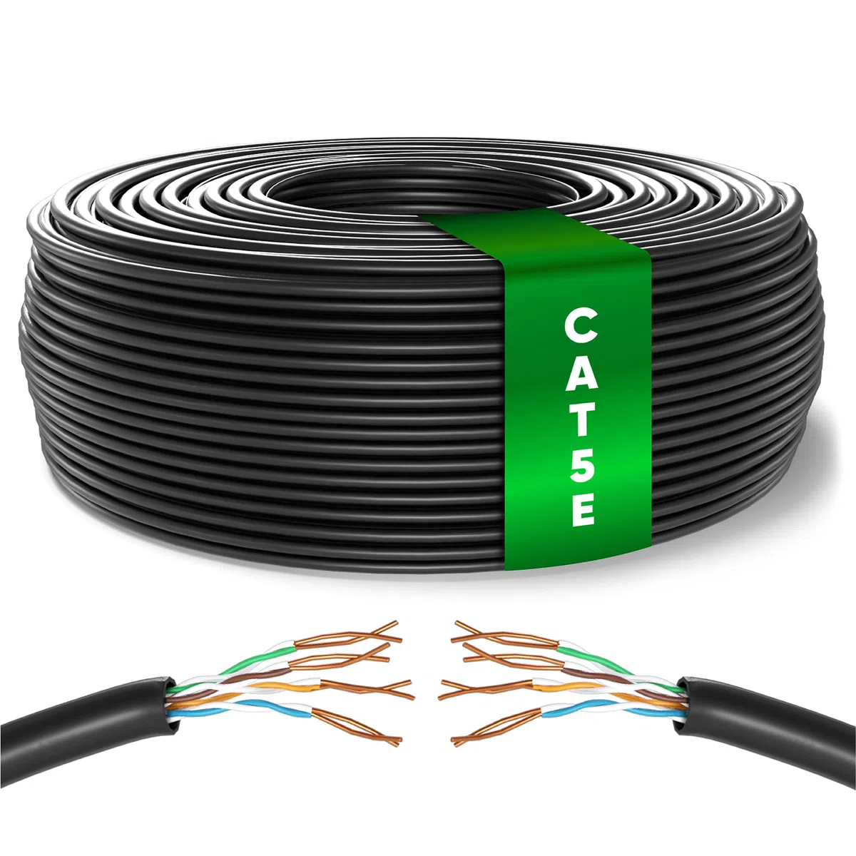 Mr. Tronic Ethernet kabel sieciowy | kabel do instalacji danych | kabel instalacyjny | kabel instalacyjny | CAT5E, AWG24, CCA, UTP, RJ45 | kabel LAN Gigabit do sieci internetowych (100 Metrów, Czarny)