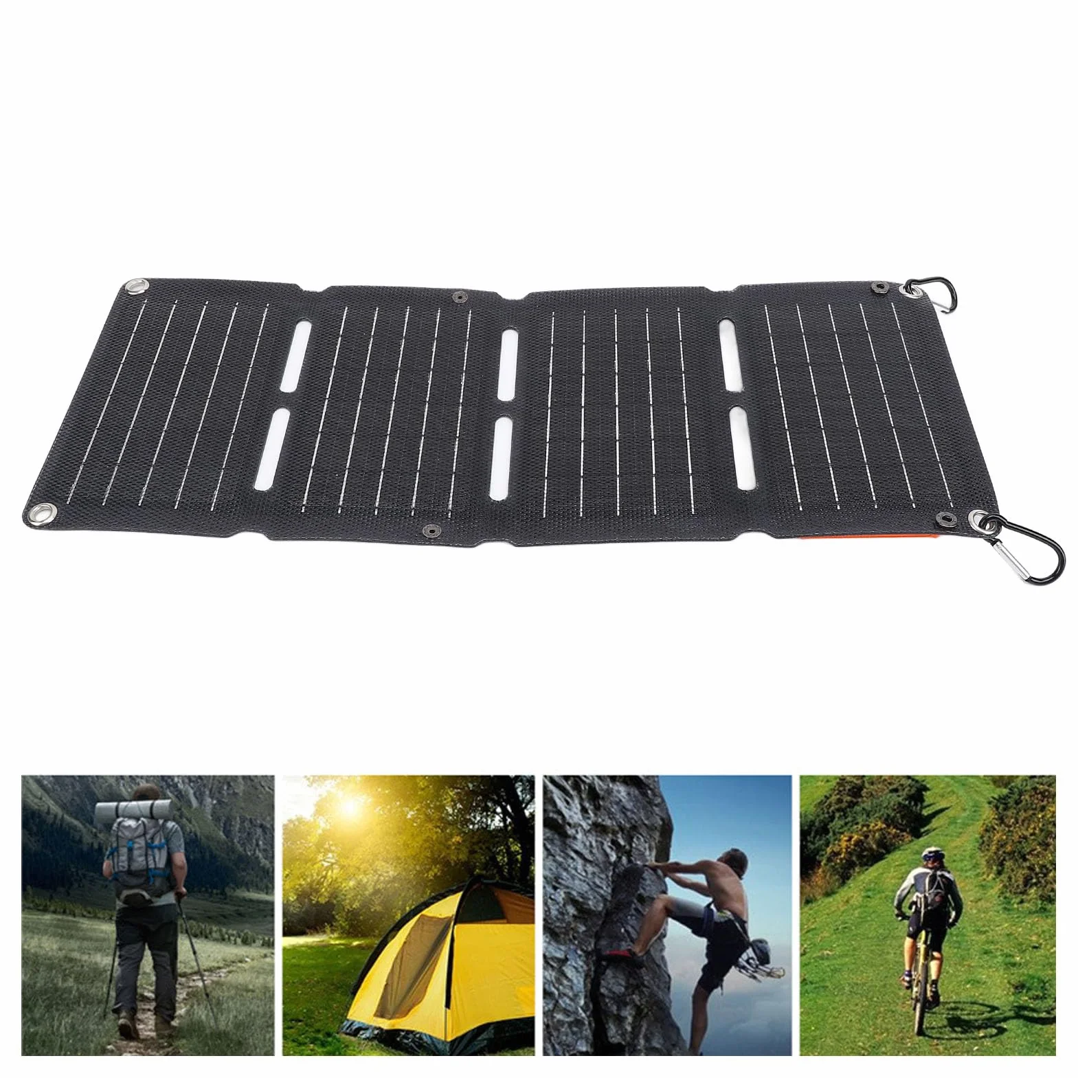 Zestaw Składanej ładowarki do Panelu Słonecznego o Mocy 40 W z Wyjściami USB-C i USB-A do Telefonów, Powerbanków, Tabletów, Przenośnego Panelu Słonecznego, Lekki i Ekologiczny,
