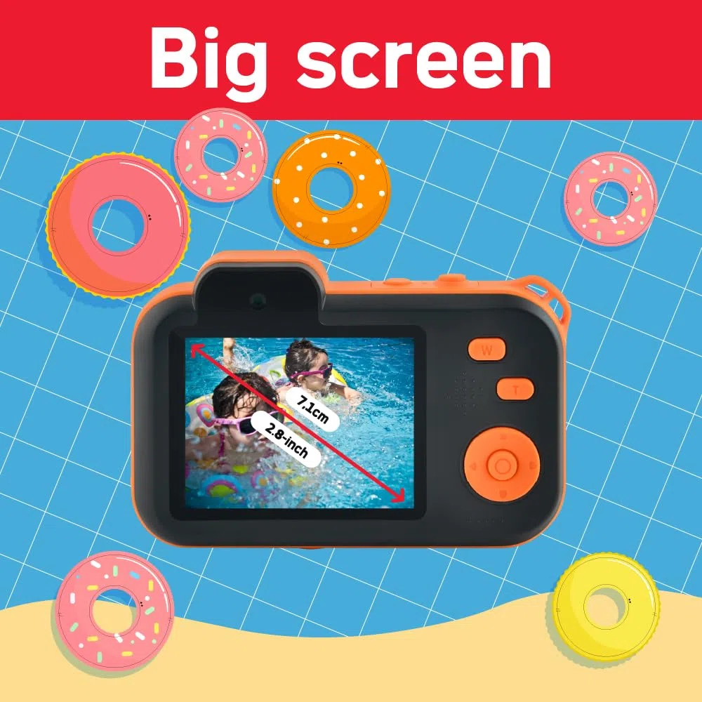 AgfaPhoto Realikids Cam Waterproof 2 - wodoodporny aparat dziecięcy 12 MP, wideo HD, tryb selfie, filtry i ramki, wbudowane gry, czarna bateria litowa