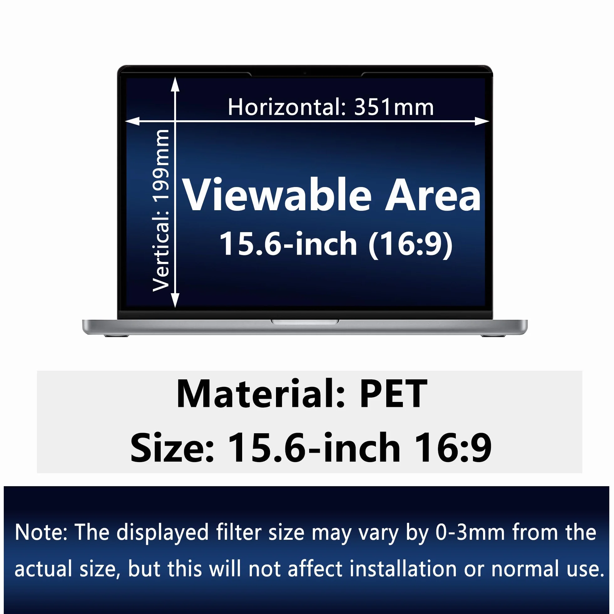 Magnetyczna ochrona laptopa 15,6" 16:9, ochrona przed wzrokiem, ochrona przed niebieskim światłem, antyoślepiająca, odporna na zarysowania, dwustronna, zdejmowana, ochrona ekranu laptopa (15,6
