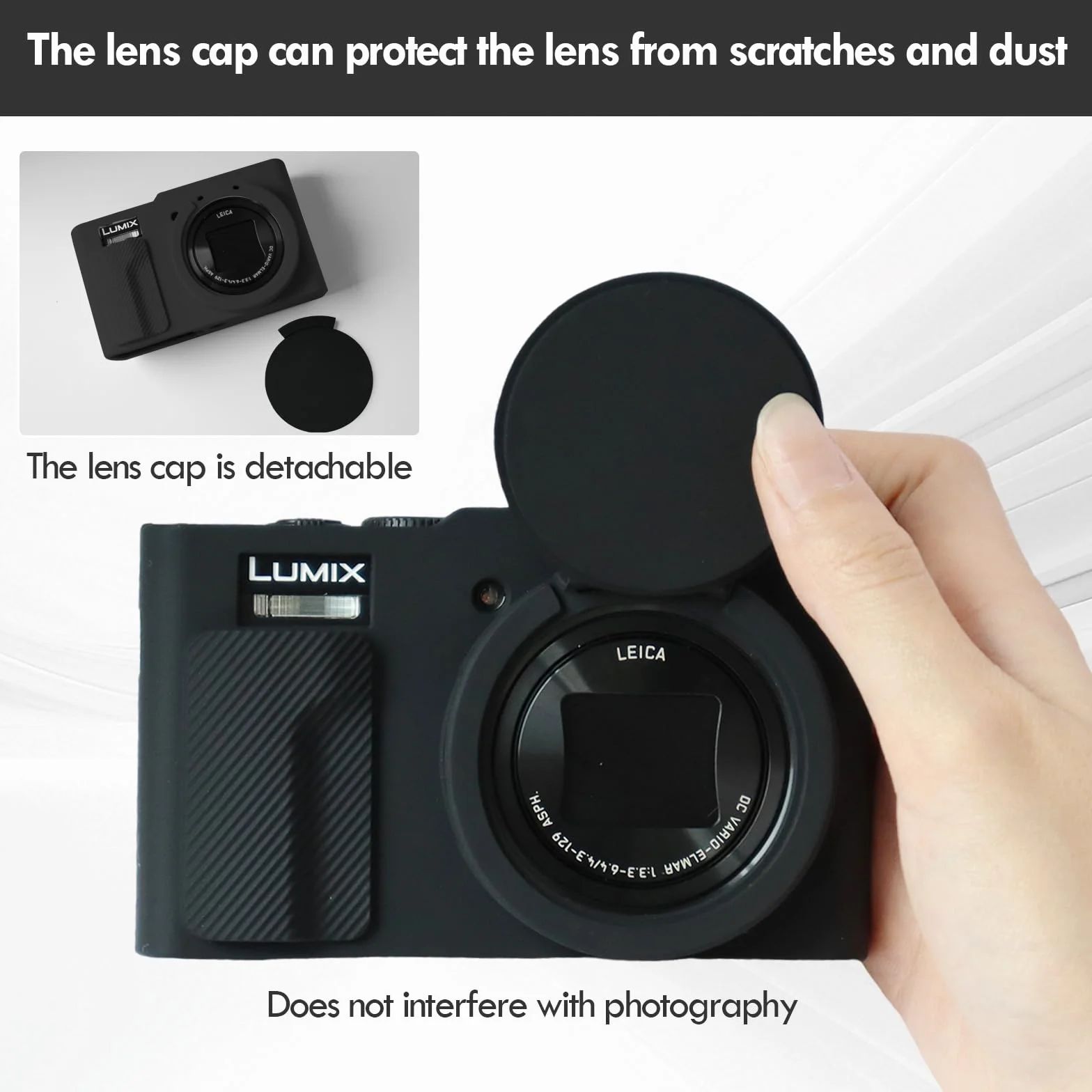 Rieibi TZ99 Etui na aparat, miękkie silikonowe etui ochronne na aparat Panasonic Lumix DC-TZ99, akcesoria z 2 szt. ochraniaczy ekranu, lekkie - czarne