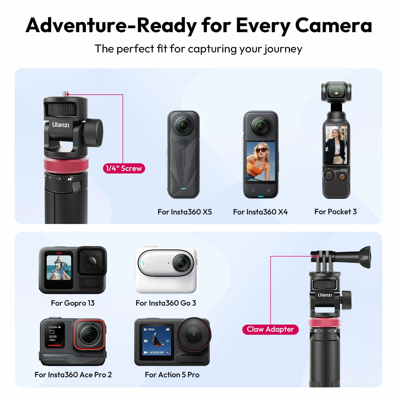 146 cm kijek do selfie statyw aparat fotograficzny, ULANZI MT-71 wysuwany kijek do selfie statyw kompatybilny z One XR/RS/GO 2 DJI Action