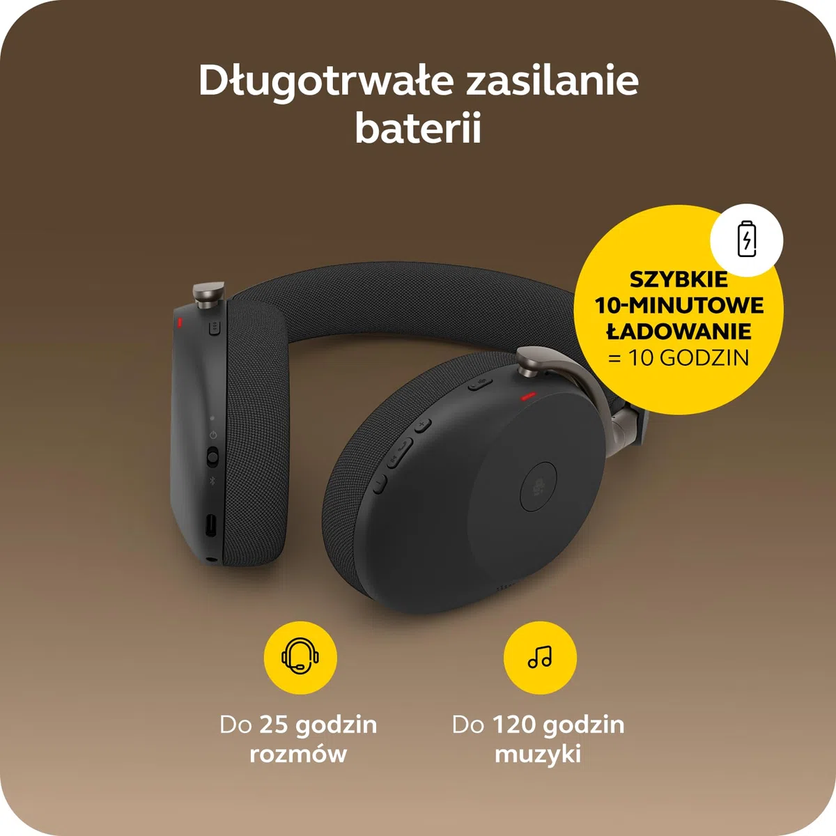 Jabra Evolve3 85 Bezprzewodowy Zestaw Słuchawkowy Bluetooth Nauszny, Czarny | Z Mikrofonem do Pracy, USB-C, AI Połączenia, Adaptacyjna Aktywna Redukcja Szumów, 25h Bateria, do Aplikacji Meetingowych