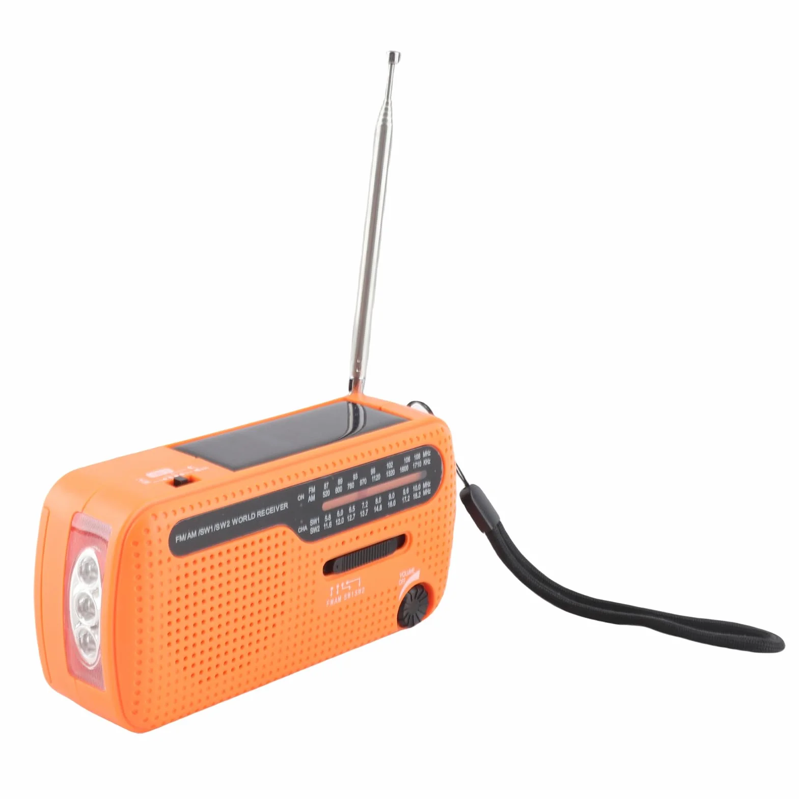 Radio awaryjne, 1200 mAh, akumulatorowe, ręczne radio na korbkę, przenośne powerbanki, latarka LED, AM/FM/SW1/SW2, zapasy awaryjne, ładowarka do telefonu komórkowego, SOS do domu (Pomarańczowy)