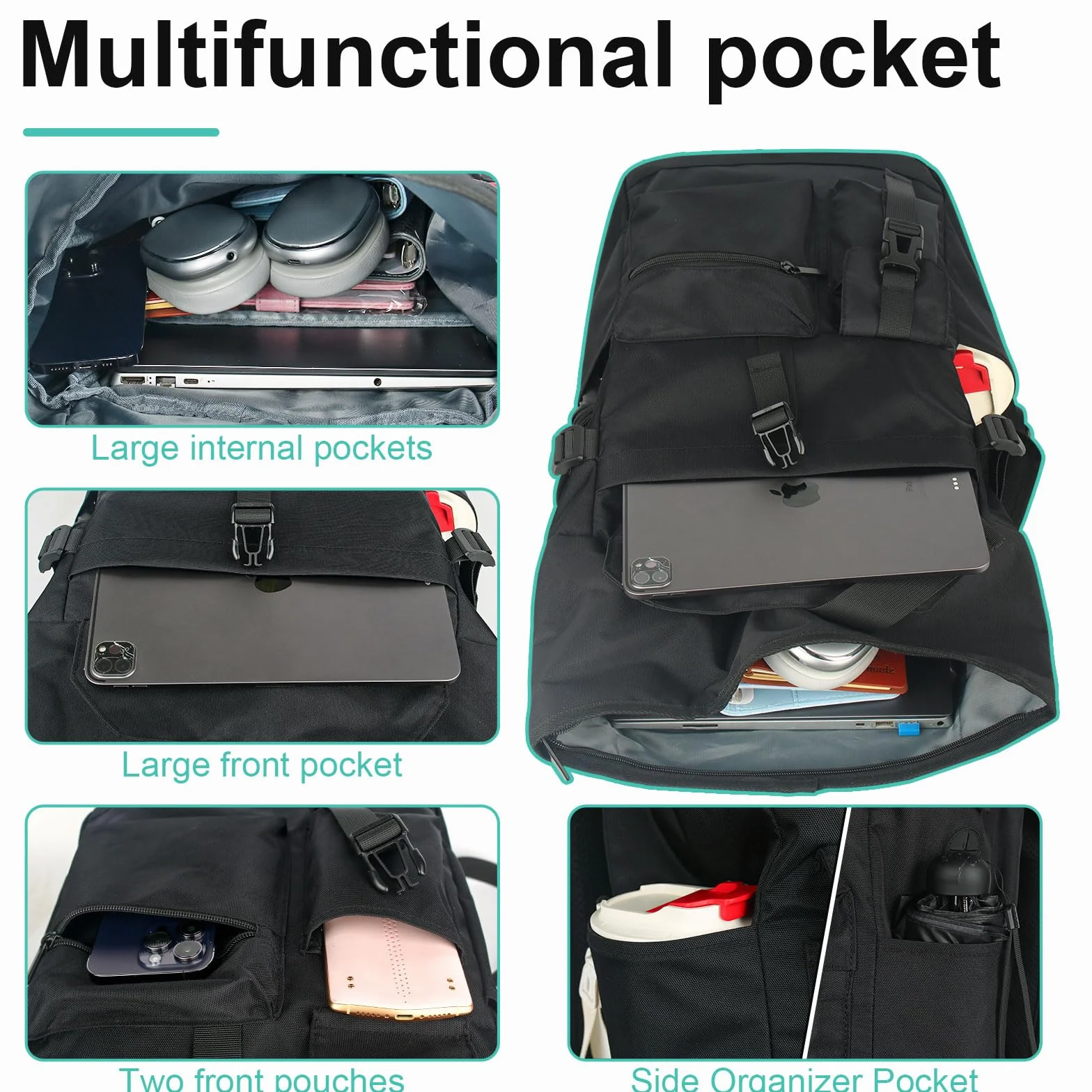 28L Plecak rolltop damski męski, Plecak na laptopa wodoodporny i antykradzieżowy, do pracy, uniwersytetu, podróży, czas wolny