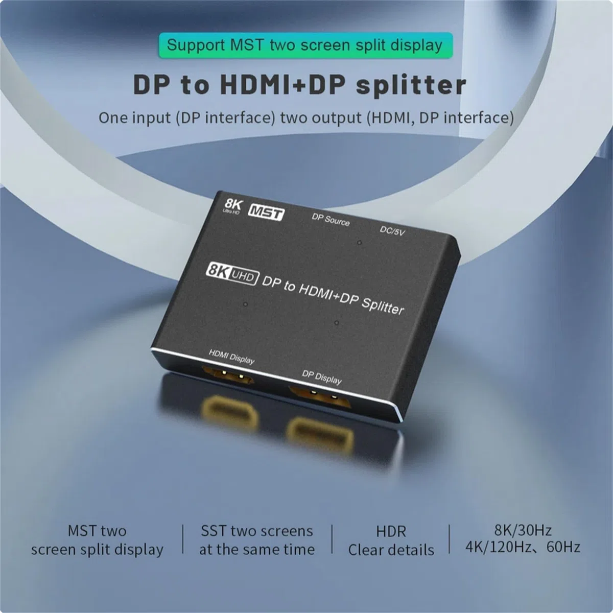 DAGIJIRD Rozdzielacz DP na HDMI/DP 8K @30Hz DisplayPort Multi Monitor Adapter Konwerter DisplayPort na HDMI/DP Adapter Multi Monitor Splitter