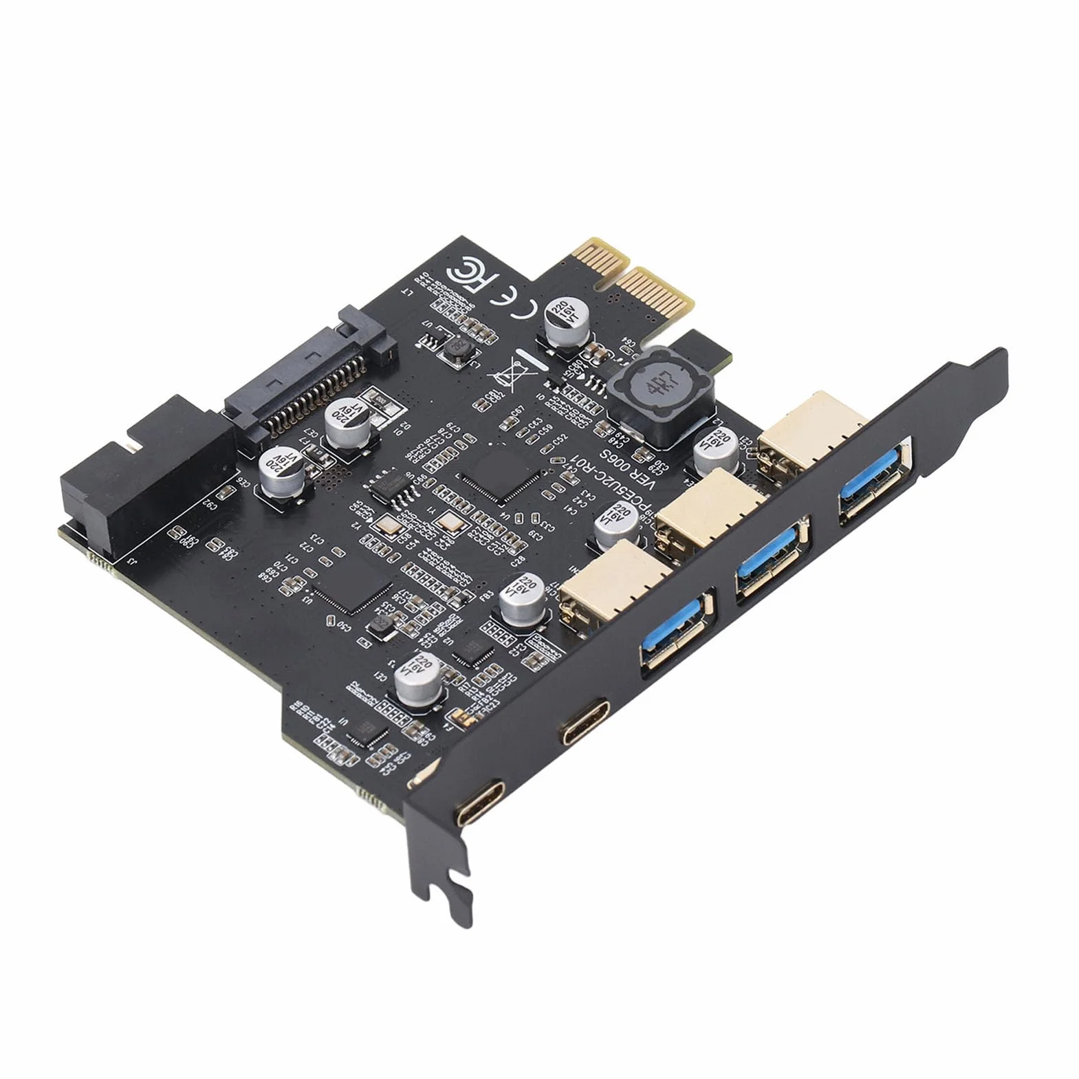 Karta PCIe na USB 3.2 Gen 2 z szybkością 20 Gb/s, 5 Portów USB (3 USB Typu A 2 USB Typu C), Karta rozszerzeń PCI Express dla Systemu dla Systemu Linux dla Systemu OS X PC