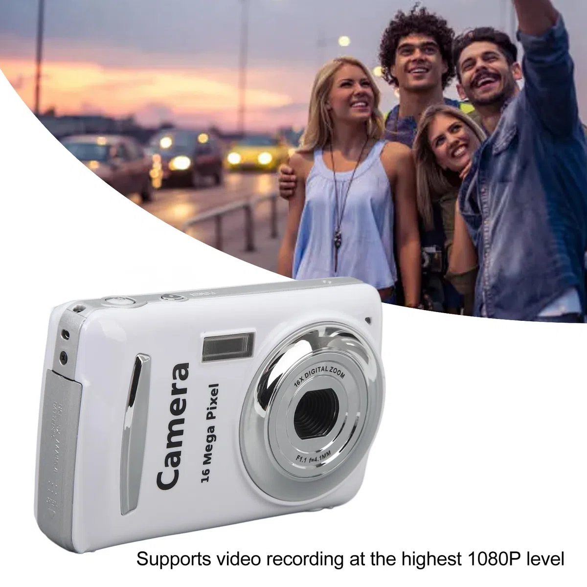 Aparat Cyfrowy, Kieszonkowy Aparat Kompaktowy HD 16MP 1080P z Ekranem 2,4 Cala, Autofokusem z 16-krotnym Zoomem, funkcją Anti Shake, przenośną kamerą do Vlogowania, dla Chłopców,