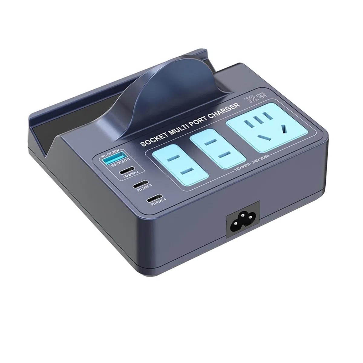 Szybka ładowarka biurkowa 8 w 1 z wieloma portami USB typu C PD Bezprzewodowa ładowarka Stojak 3 Przedłużacz gniazdka elektrycznego Przenośny i kompaktowy