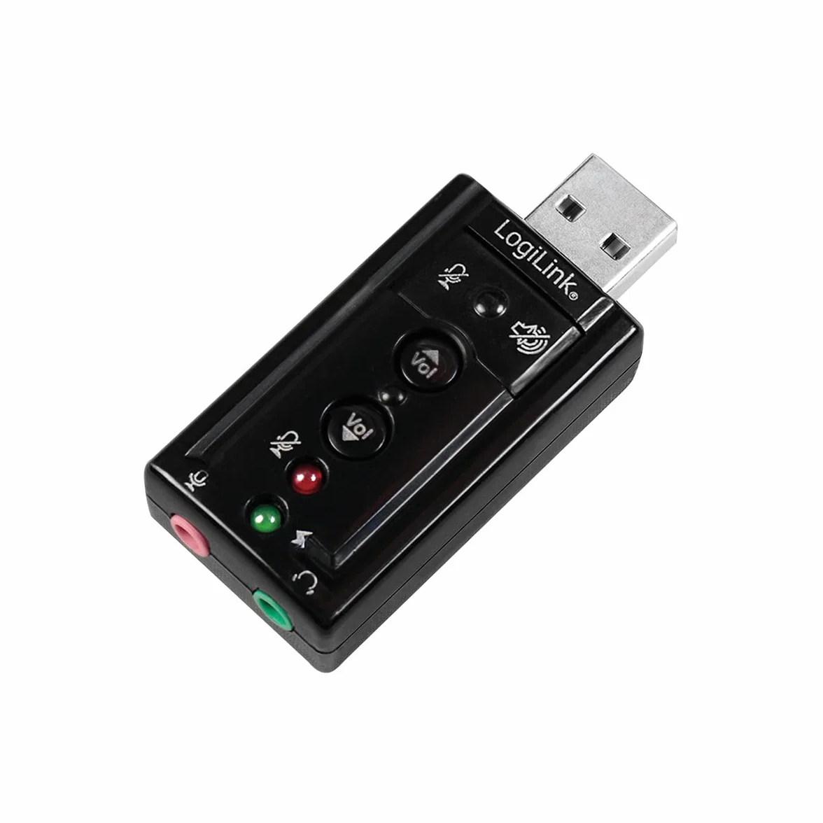 LogiLink UA0078 – karta dźwiękowa USB z wirtualnym efektem dźwiękowym 7.1, głośnik/mikrofon/zestaw słuchawkowy, IP połączenie z komputerem PC
