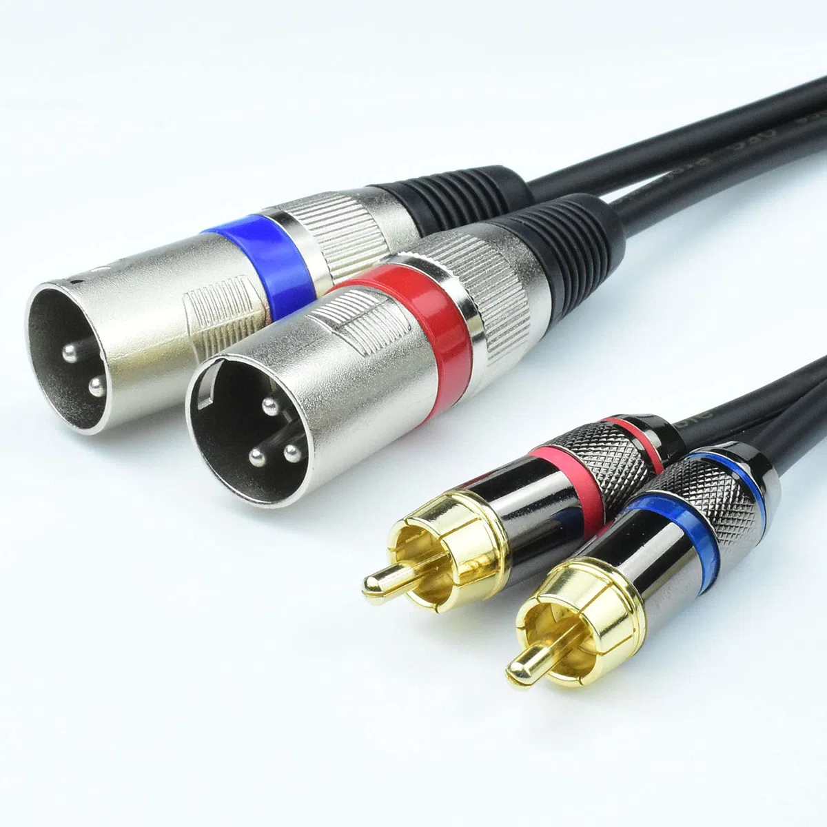 Podwójny adapter kabla RCA męski na podwójny XLR, niezbalansowany kabel wtykowy L/R RCA na XLR, kabel Phono z lewej i prawej strony, do miksera, monitora studyjnego, głośnika subwoofera