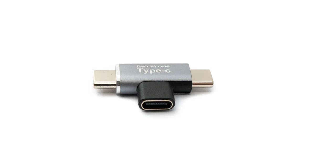System-S USB 3.1 Y adapter typ C gniazdo na 2 x wtyczka kątowa kabel w kolorze szarym