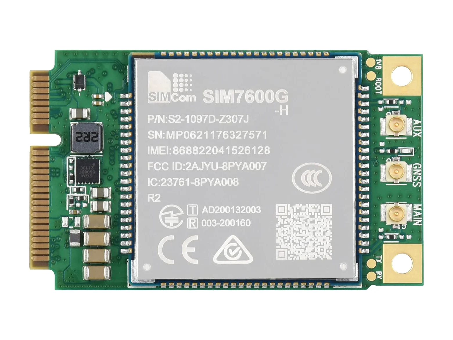 Waveshare SIM7600G-H-PCIE SIMCom Original Moduł Cat-4 Module Support Global Coverage GNSS/LTE-TDD/LTE-FDD/HSPA+/gsm/GPRS/Edge with Mini-PCIe Connector