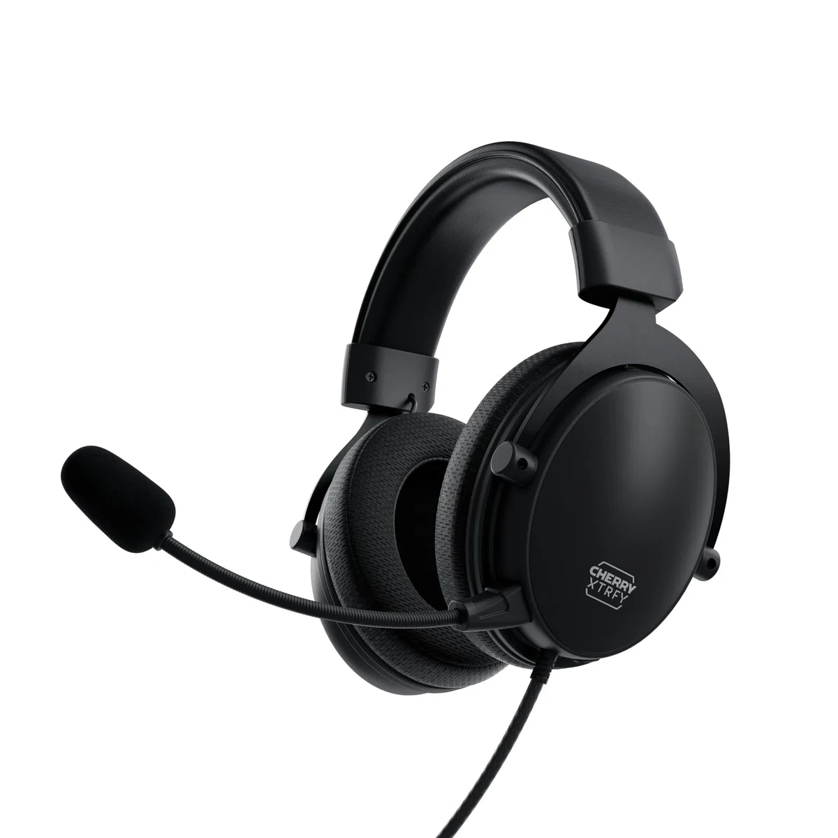 CHERRY XTRFY H2, Profesjonalny Zestaw Słuchawkowy Do Gier, Zoptymalizowany Pod Kątem E-Sportu, Duże Nauszniki z Pianką z Pamięcią Kształtu, Pleciony Kabel, Czarny