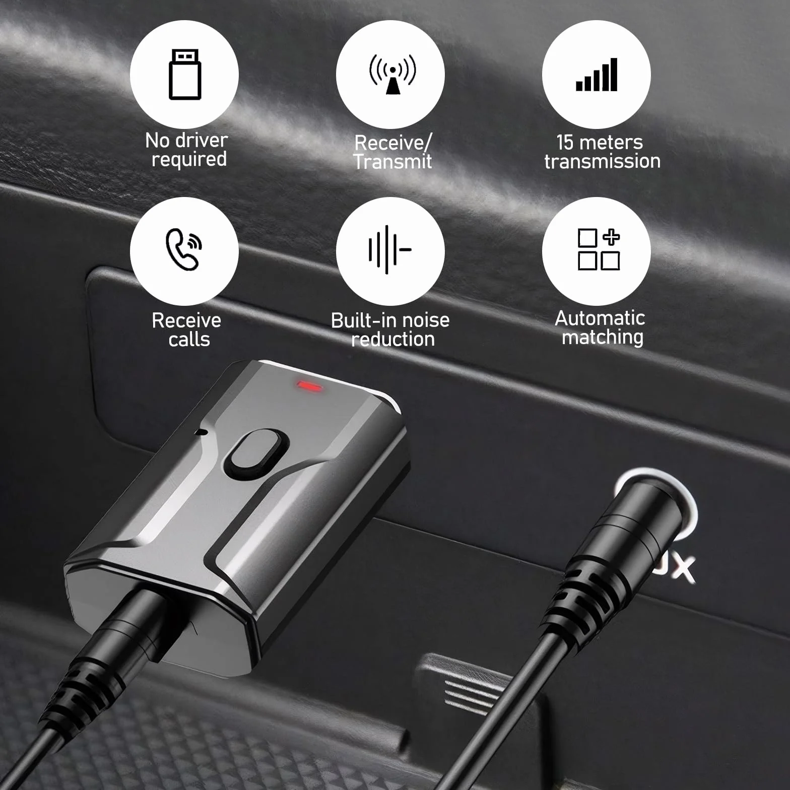 USB Bluetooth Audio Nadajnik 2 w 1 Adapter Transmiter Jack 3.5 do Telewizora PC Samochodu Głośników