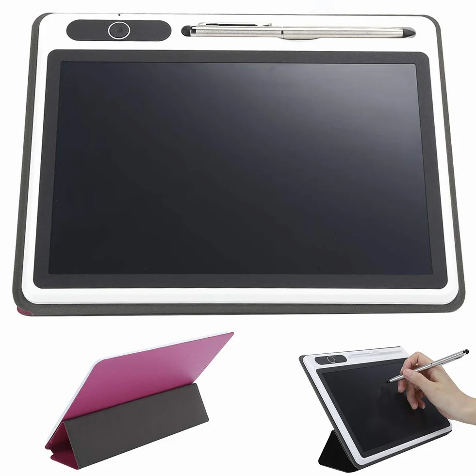 Elektroniczny notatnik 10-calowy tablet LCD do rysowania materiałów komercyjnych Zaawansowana technologicznie technologia laminowania (Red (z skórzanym etui)