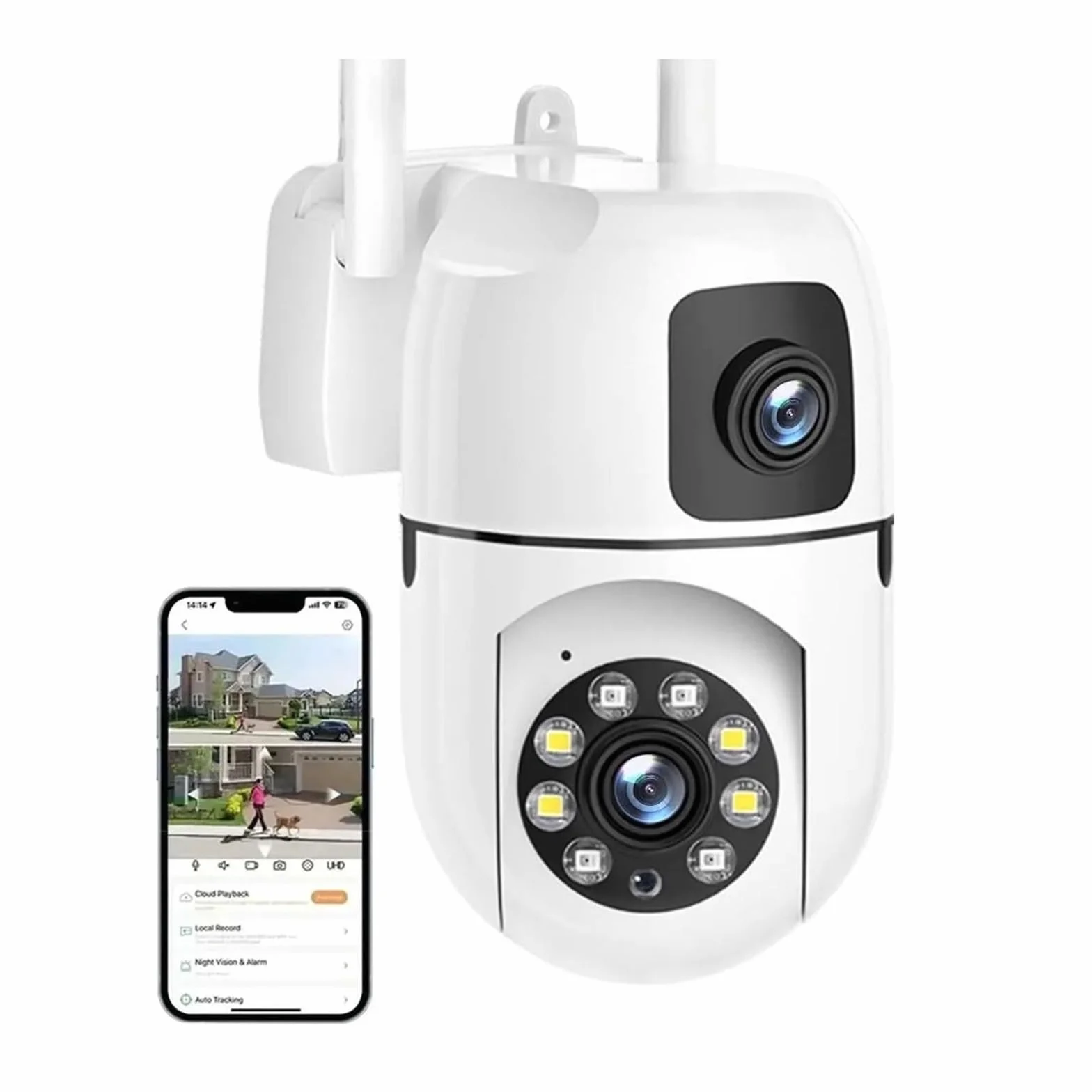 Kamera IP 4MP z podwójnym obiektywem WiFi Bezprzewodowa ochrona wewnętrzna Połączenie Bluetooth Kamery do monitoringu CCTV PTZ,Spokój ducha zawsze(4MP Add 128G SD)