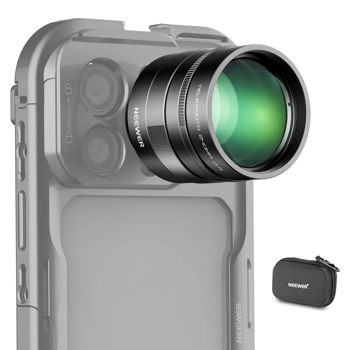 NEEWER 2 x konwerter tylko do aparatu telefonu, teleobiektywu, telekonwerter 240 mm, 7 elementów w 5 grupach, gwint 17 mm, kompatybilny z klatką na telefon NEEWER iPhone Android, Samsung Xiaomi, LS-79