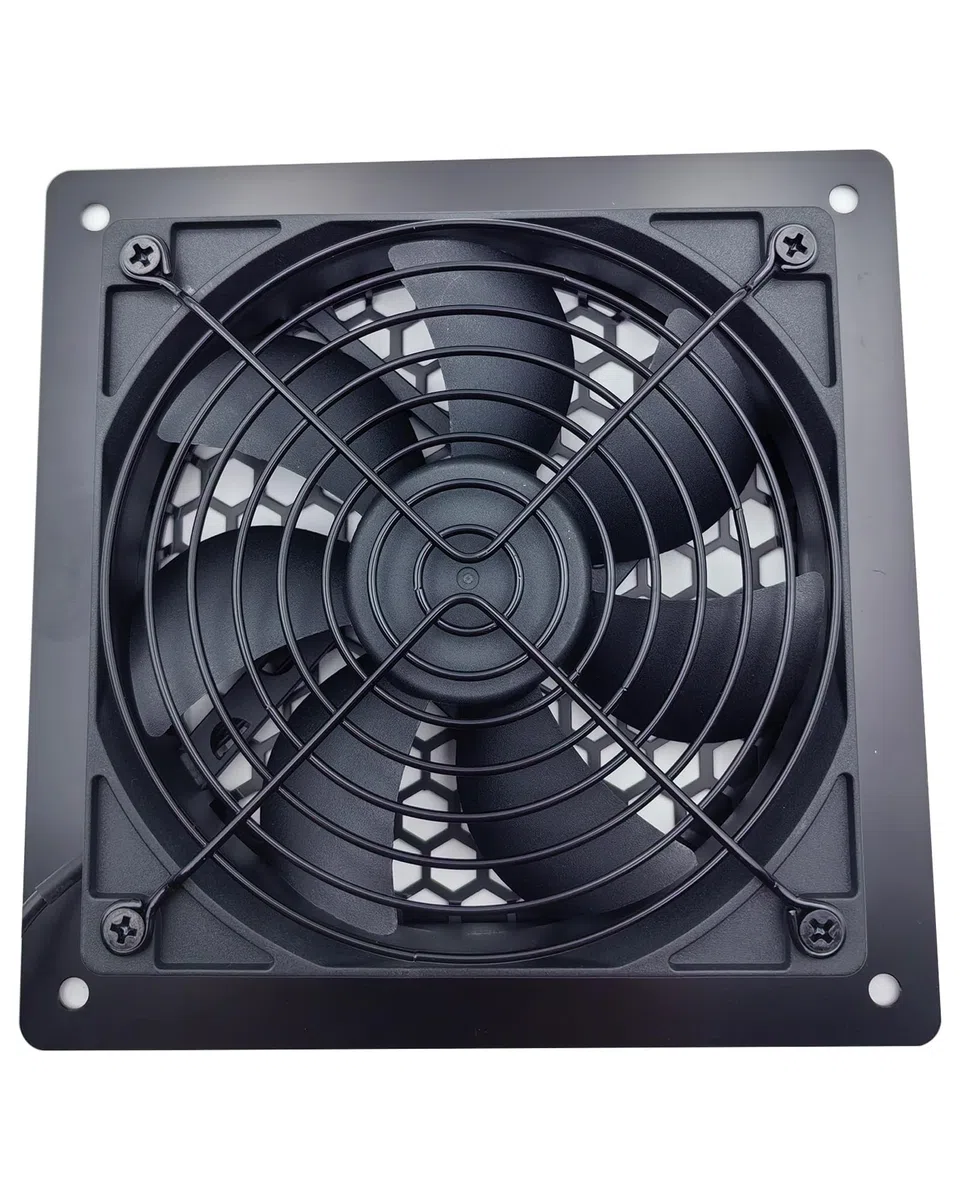 Wentylator USB 120 mm, cyfrowy wyświetlacz sterowany temperaturą, cichy system wentylatora, wentylator 5 V z nowoczesną, szczotkowaną czarną ramą aluminiową do szafek kina domowego AV