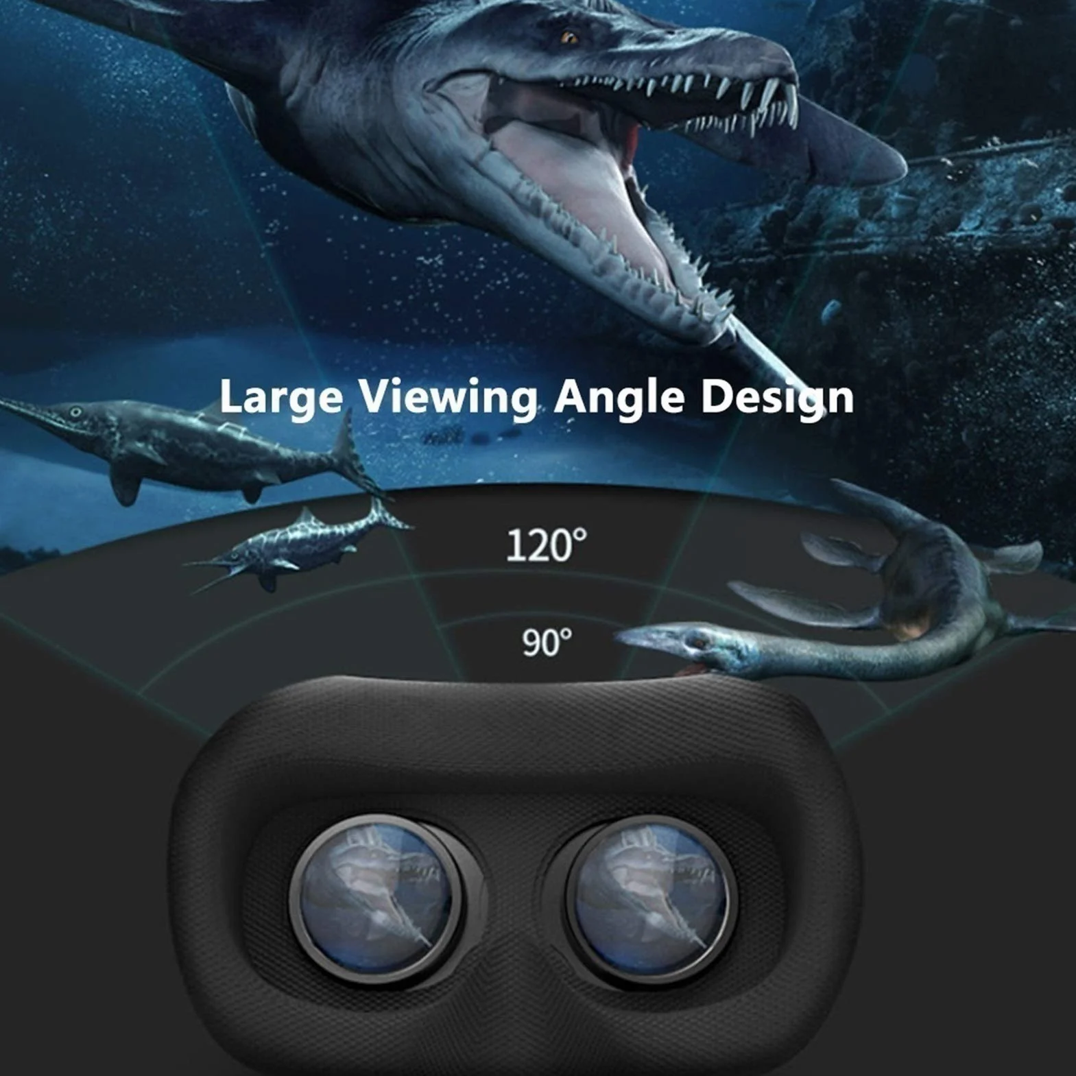 3D VR Virtual Reality Słuchawki Okulary, Mocowanie głowy IMAX Movie i gier wideo VR Okulary filmowe, Nadaje się do 5-7-calowych telefonów komórkowych
