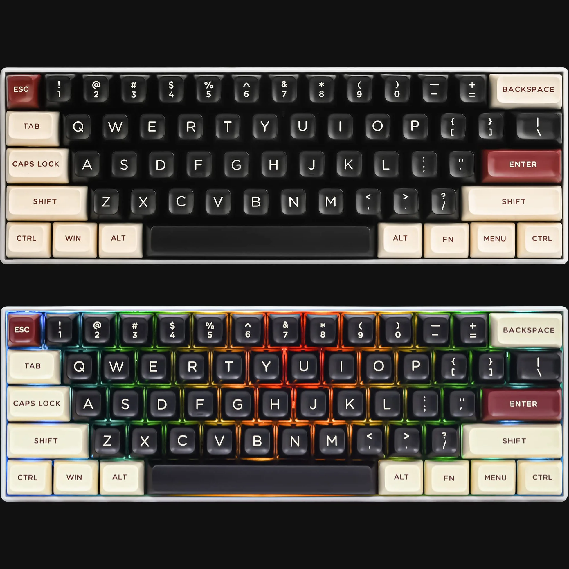 SOLIDEE Klawisze 60% Double Shot PBT ASA Profil do Klawiatury Mechanicznej ANSI US (rzymska)
