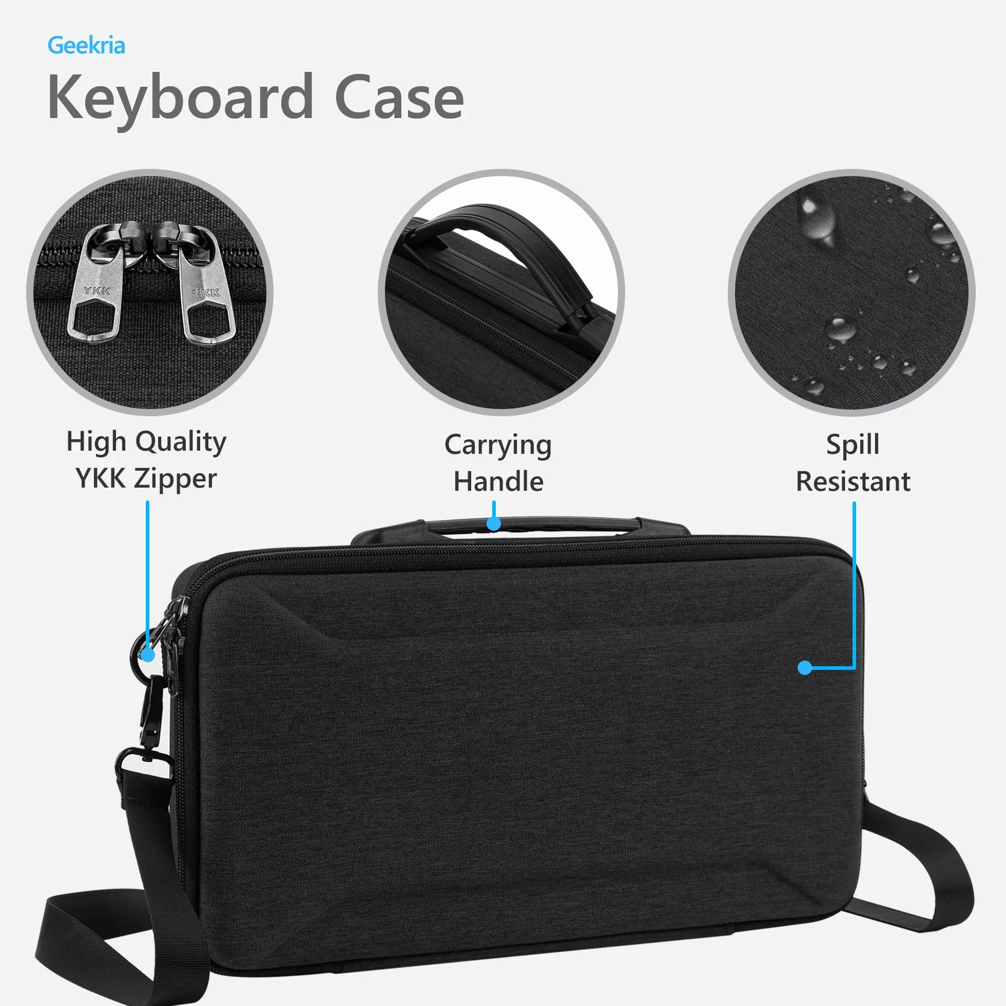 Etui do przenoszenia klawiatury Geekria 65% na 68-klawiszową kompaktową klawiaturę z pokrętłem, kompatybilne z ASUS ROG Falchion NX 65%, Keychron Q2/Q2 Pro/V2, Razer Huntsman V3 Pro Mini 60%