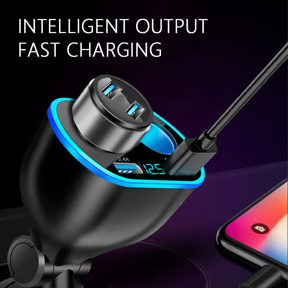 Super szybki 5-portowy rozgałęźnik zapalniczki samochodowej QC3.0 i PD 20 W z podwójnym gniazdem zapalniczki z woltomierzem LED kompatybilny z iPhone 14 Pro, iPadem, kamerą pokładową GPS (PD+QC+2,4A)