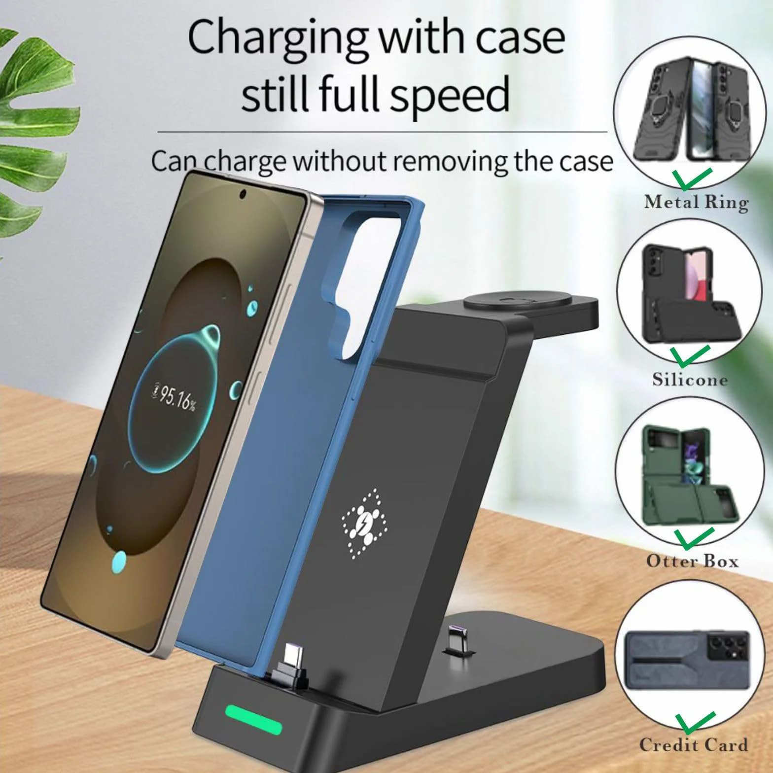 Stacja szybkiego ładowania 3 w 1 do smartfonów Samsung Galaxy, zegarków i słuchawek dousznych, bardzo szybka ładowarka USB C do Samsung Galaxy S25/S24/S23/S22/21/20/Note 20/10, Galaxy Watch Ultra 8/7