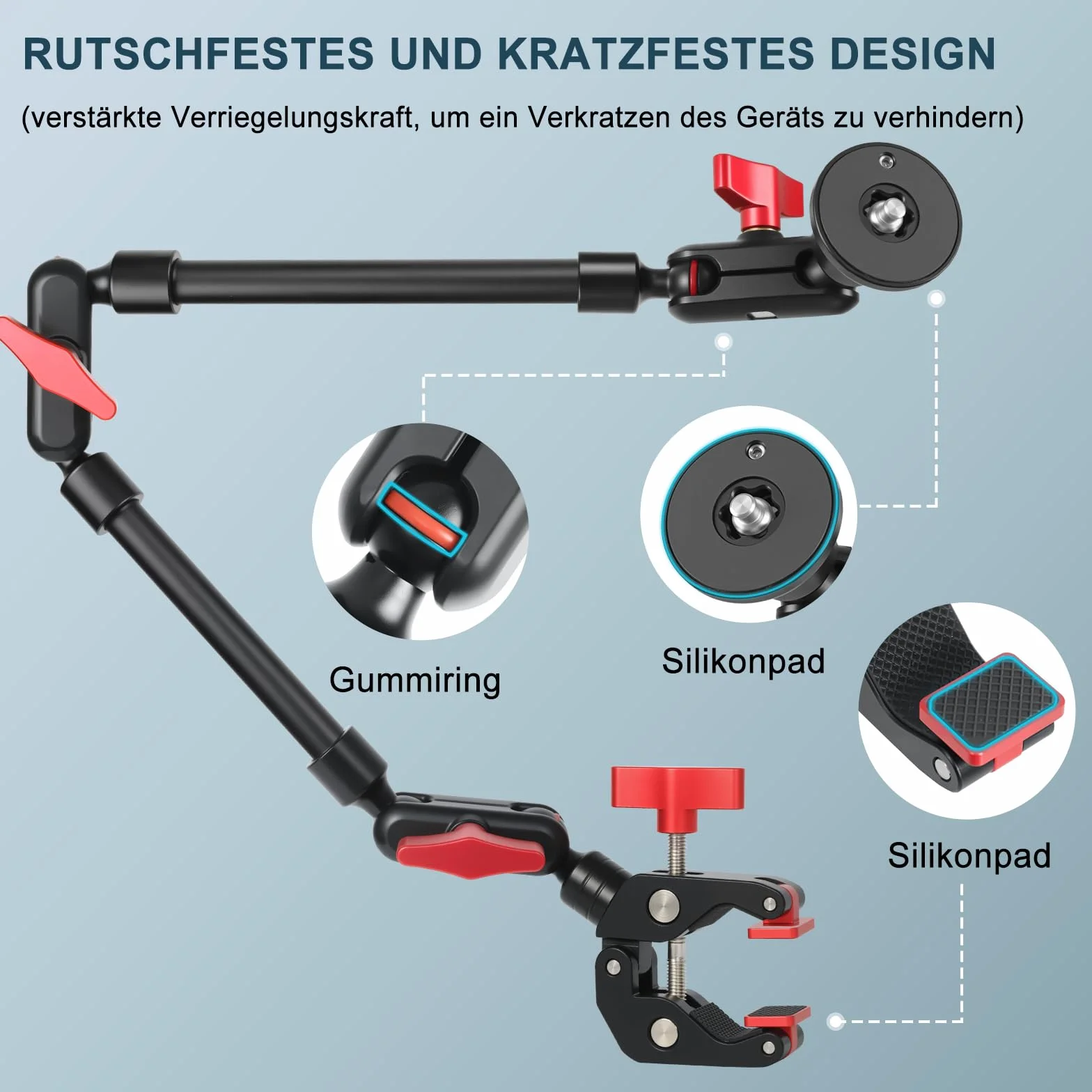 Magic Arm mit Super Clamp 23''/59 cm, elastyczny 360° uchwyt z zaciskiem 1/4" 3/8", głowica kulowa do kamery