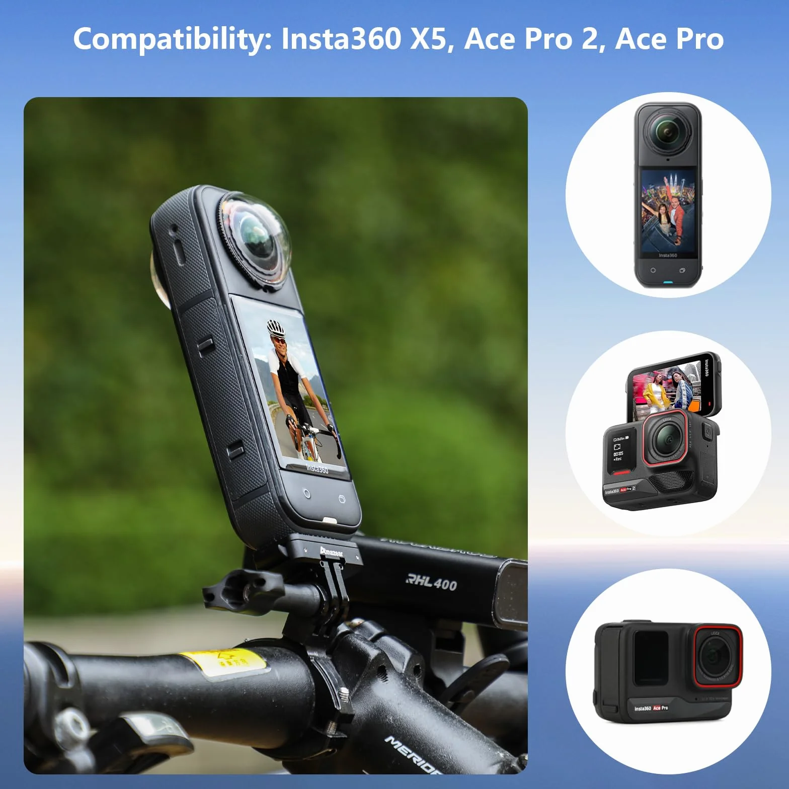 AMAZEAR Magnetyczny uchwyt szybkiego zwalniania do akcesoriów pneumatycznych Insta360 X5 X4, Insta 360 X5 / Ace Pro 2, adapter QR ze stopu aluminium z Go-Pro i uchwytem gwintowanym 1/10.2 cm-20