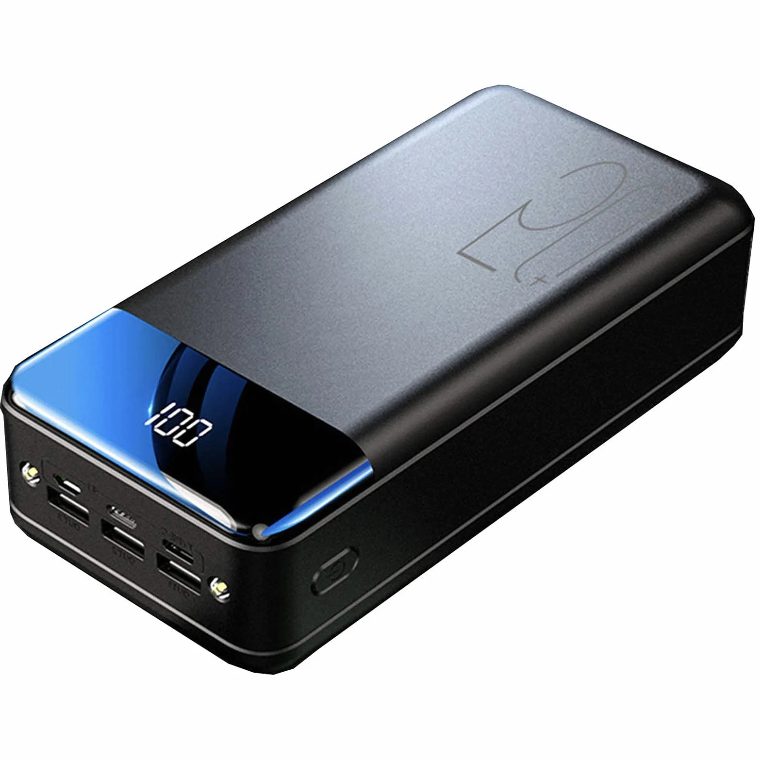 Powerbank 80000 mAh, akumulator USB C z wyświetlaczem LED typu C, szybkie ładowanie, powerbank, przenośna ładowarka, kompatybilna ze smartfonami i tabletami (rozmiar: czarny, kolor: 40000 mAh)