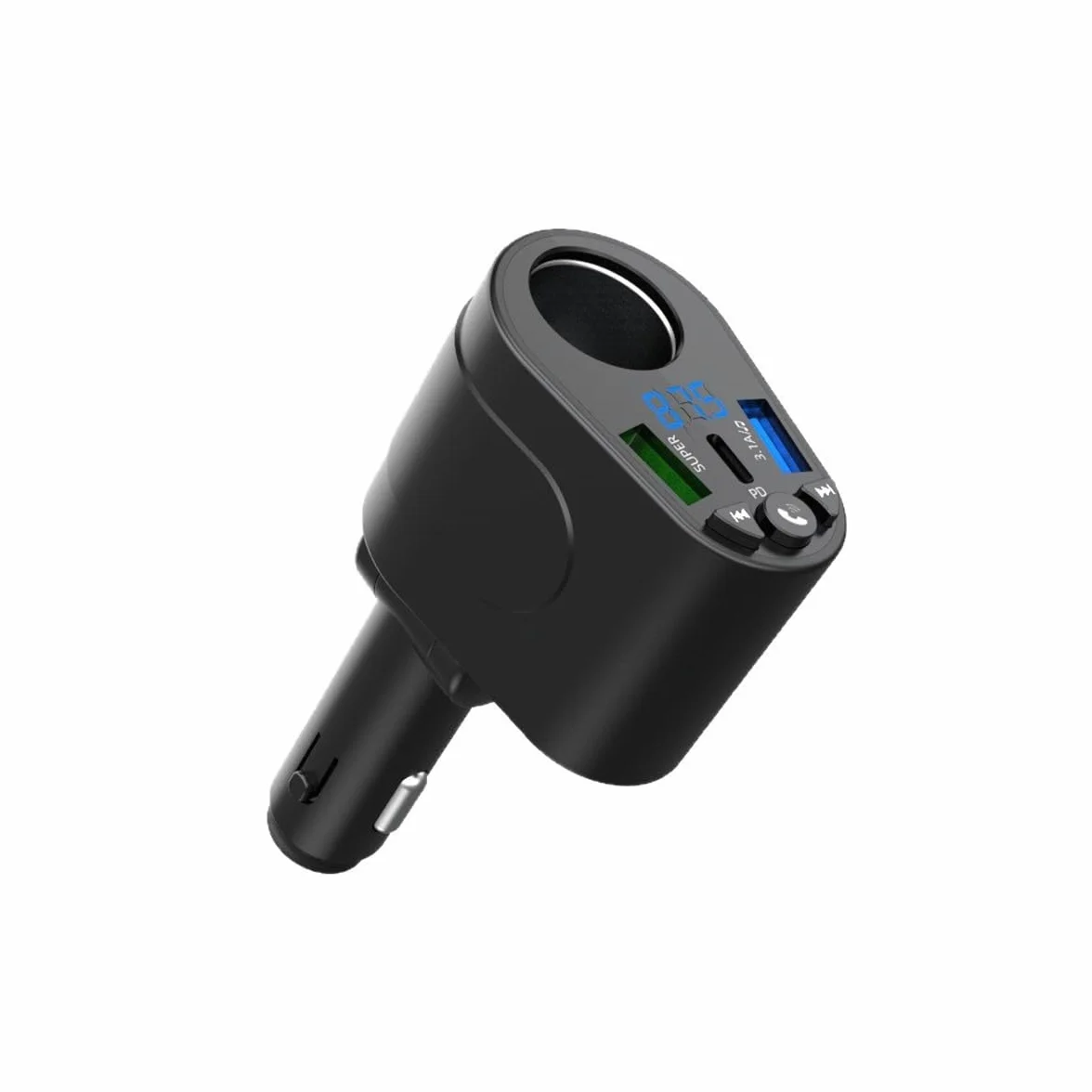 Ubric Transmiter FM Auto Bluetooth PD typ C szybka ładowarka do gniazda zapalniczki samochodowej wskaźnik napięcia