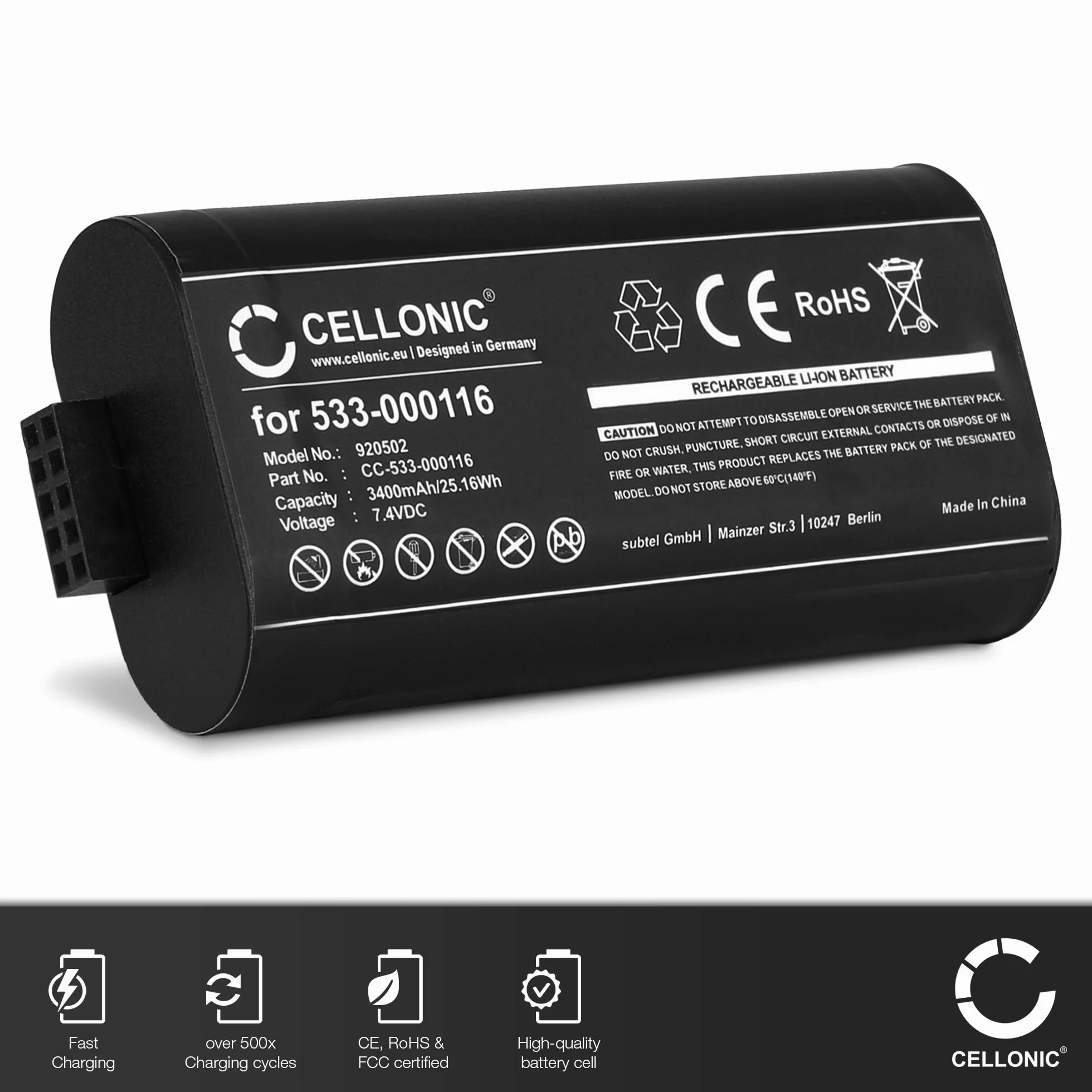 CELLONIC, Bateria do głośników kompatybilna z Ultimate Ears UE MegaBoom, S-00147 (3400 mAh, 7,4 V) Zapasowa bateria 533-000116,533-000138